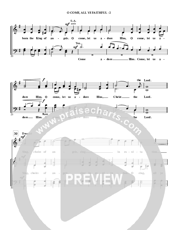 O Come All Ye Faithful Choir Sheet (SATB) (Irving Bible Church Vox Humana Choir / Gail Wasson)