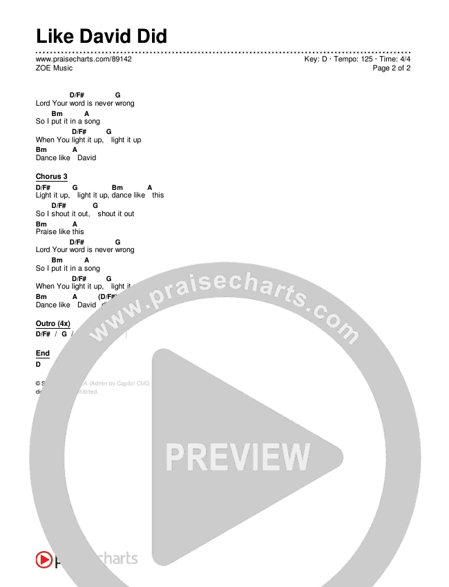 Like David Did Chords & Lyrics (ZOE Music)