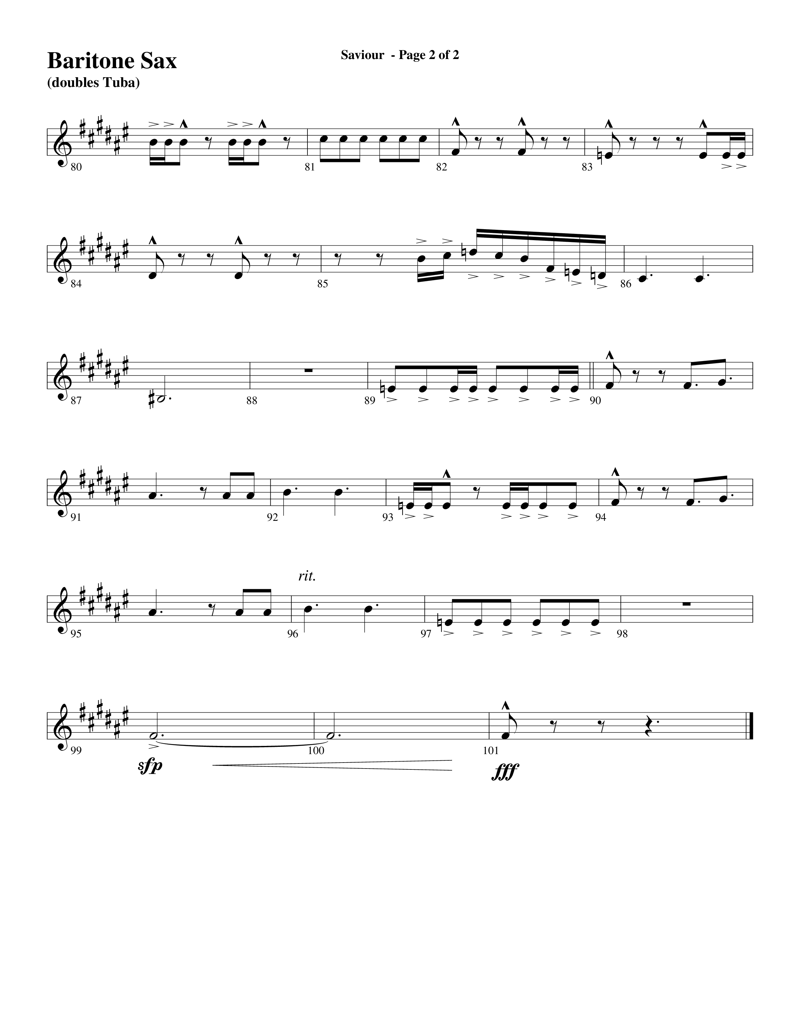 Saviour (Choral Anthem SATB) Bari Sax (Word Music Choral / Arr. Daniel Semsen)
