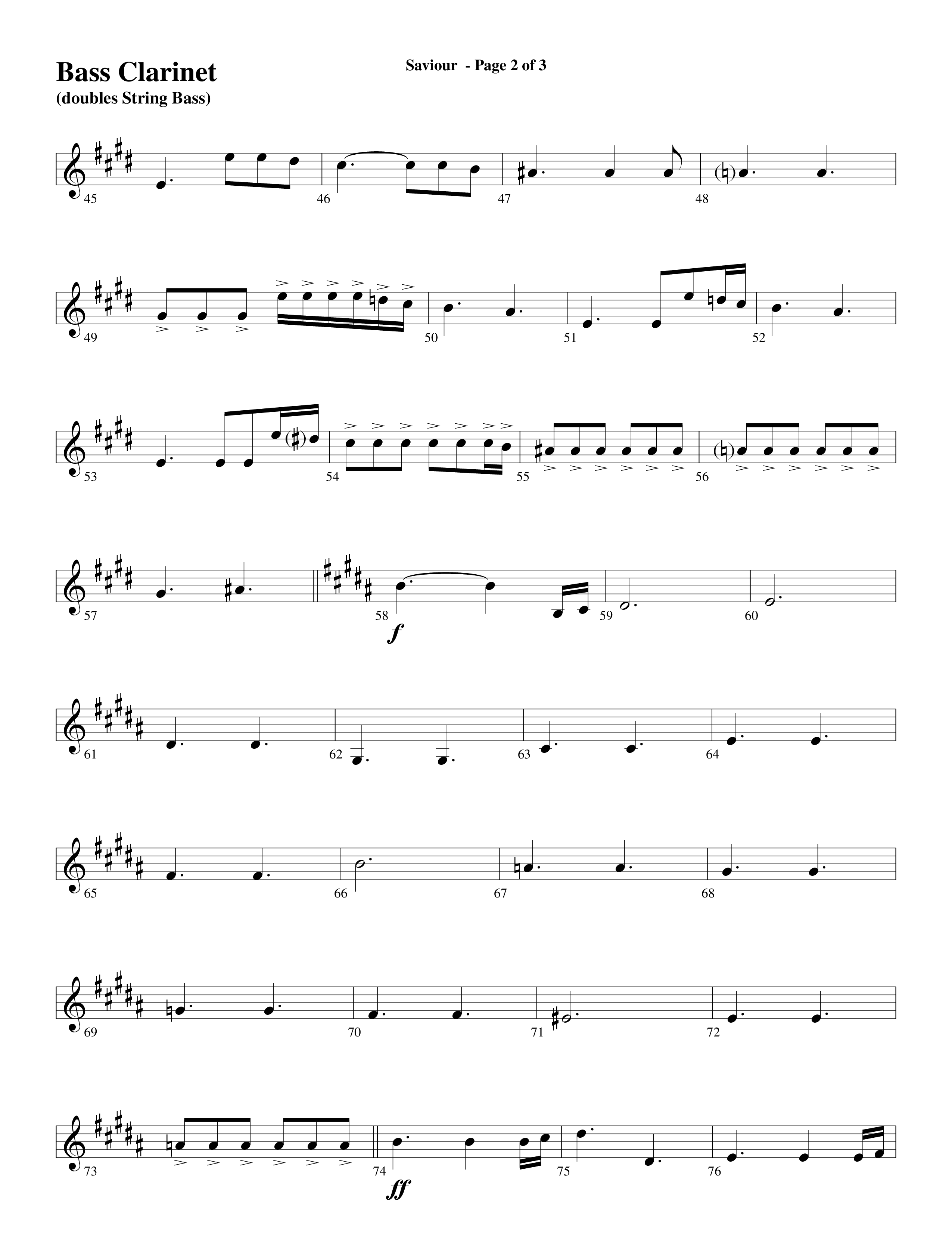 Saviour (Choral Anthem SATB) Bass Clarinet (Word Music Choral / Arr. Daniel Semsen)