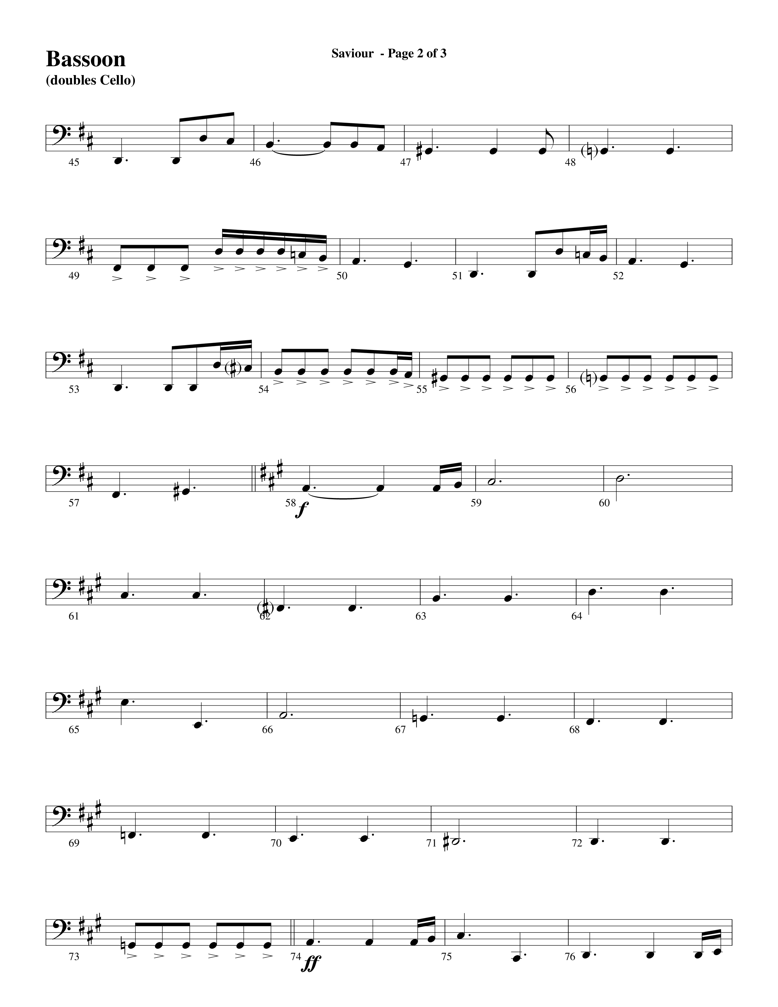 Saviour (Choral Anthem SATB) Bassoon (Word Music Choral / Arr. Daniel Semsen)