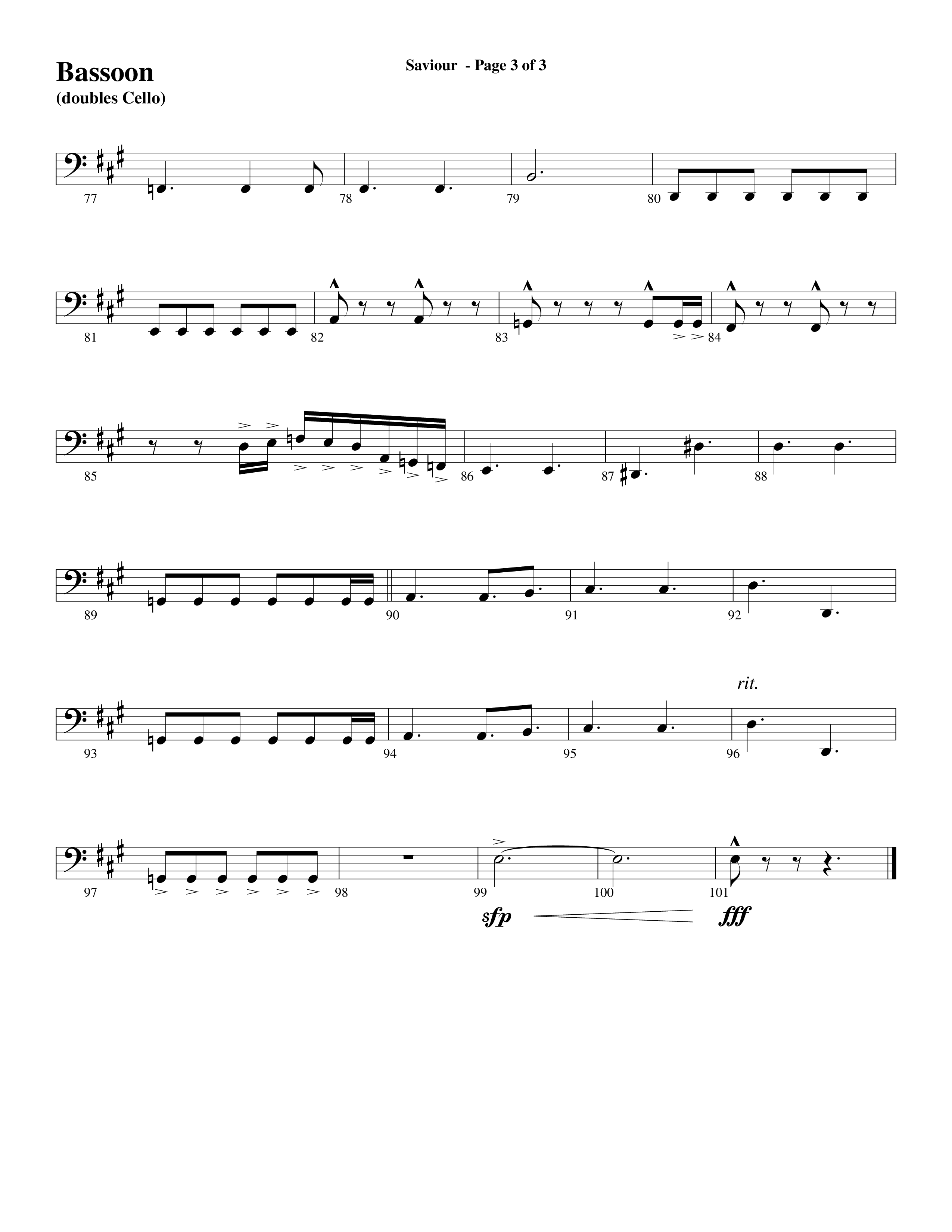 Saviour (Choral Anthem SATB) Bassoon (Word Music Choral / Arr. Daniel Semsen)