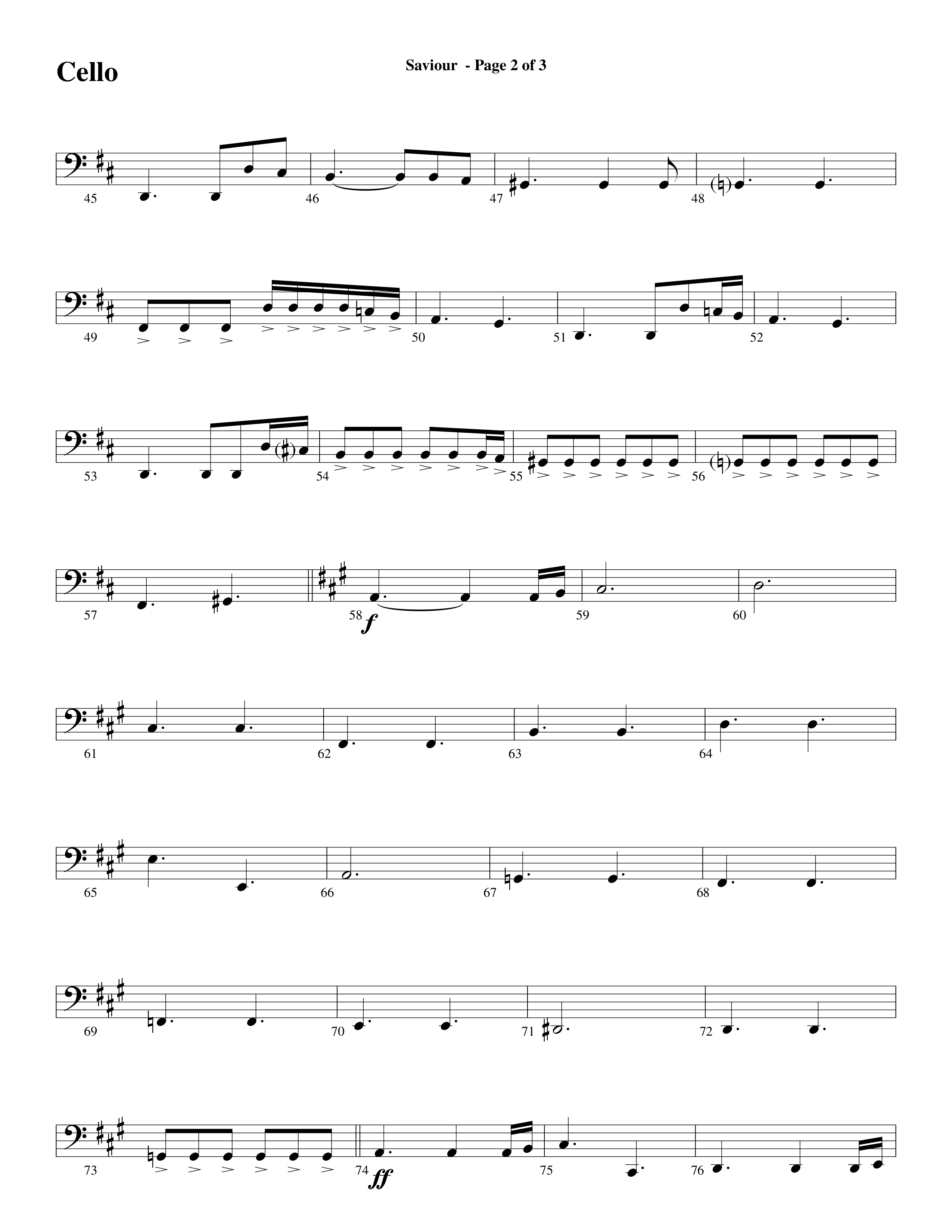 Saviour (Choral Anthem SATB) Cello (Word Music Choral / Arr. Daniel Semsen)