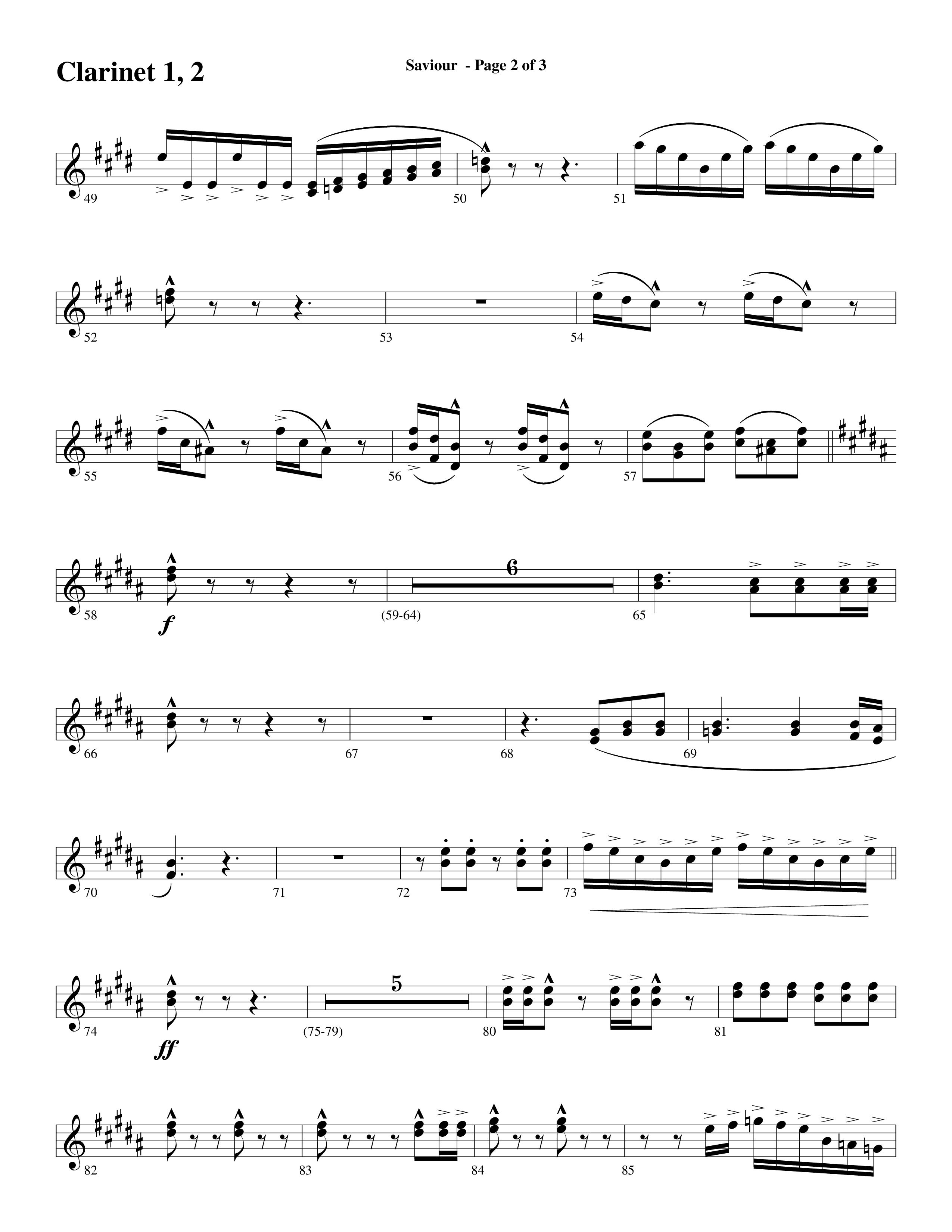 Saviour (Choral Anthem SATB) Clarinet 1/2 (Word Music Choral / Arr. Daniel Semsen)