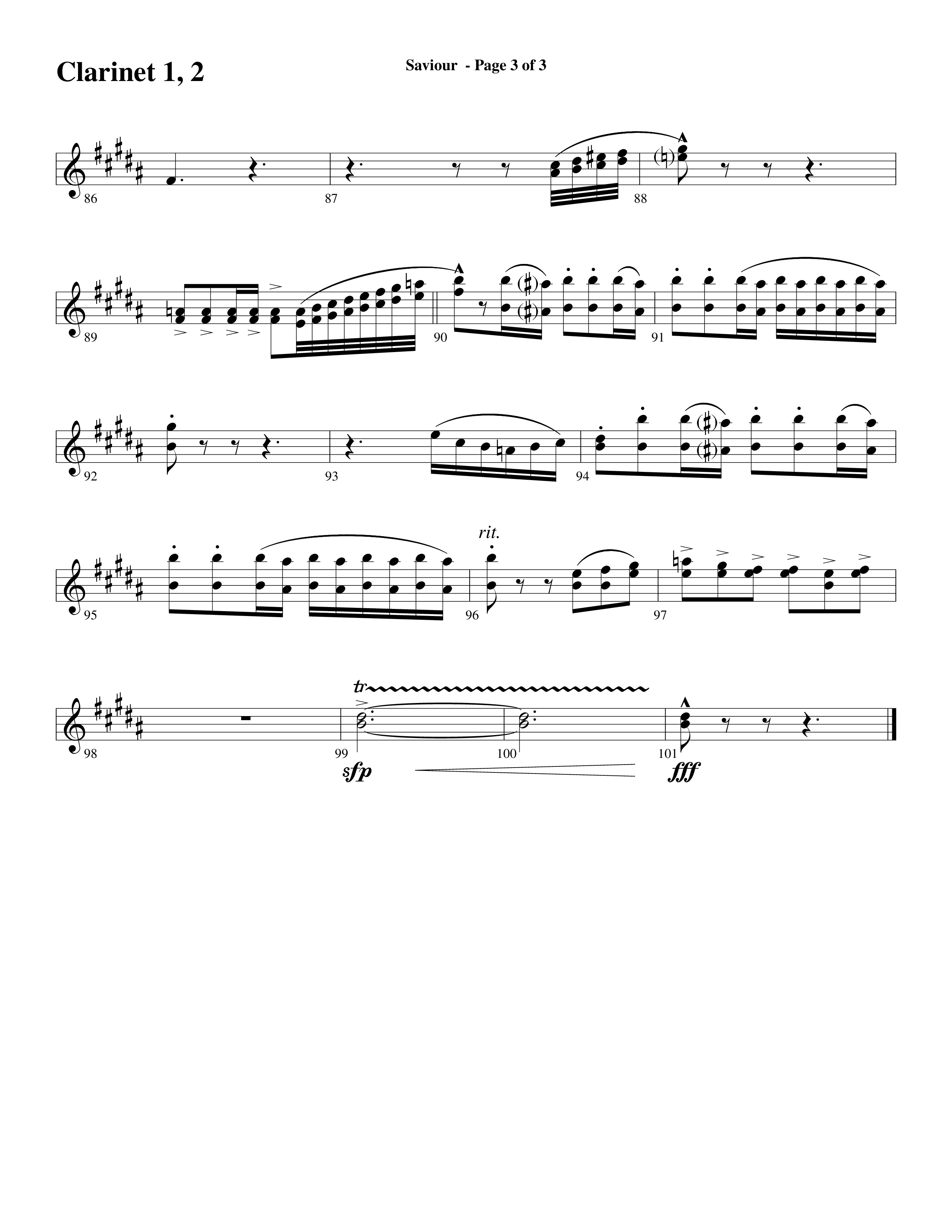 Saviour (Choral Anthem SATB) Clarinet 1/2 (Word Music Choral / Arr. Daniel Semsen)