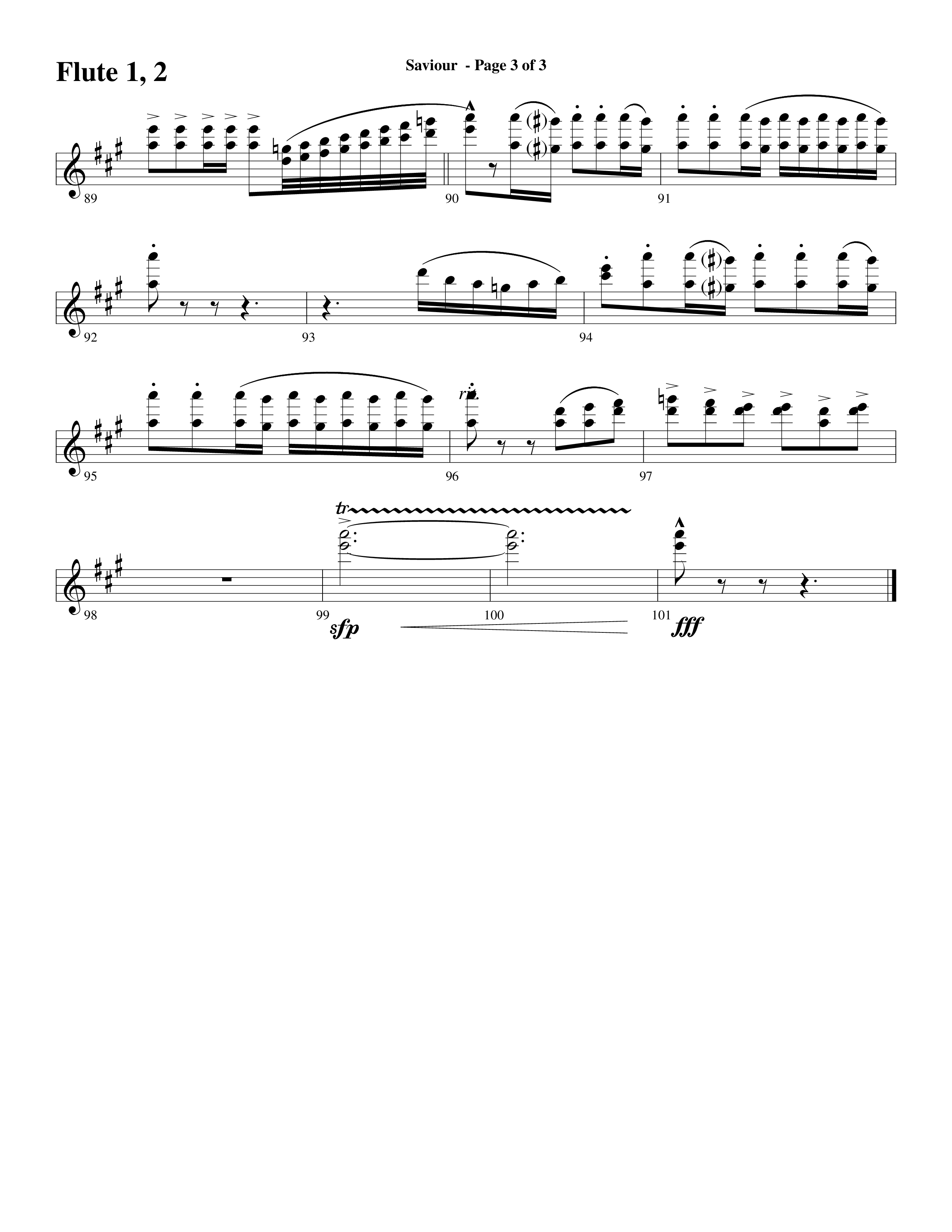 Saviour (Choral Anthem SATB) Flute 1/2 (Word Music Choral / Arr. Daniel Semsen)