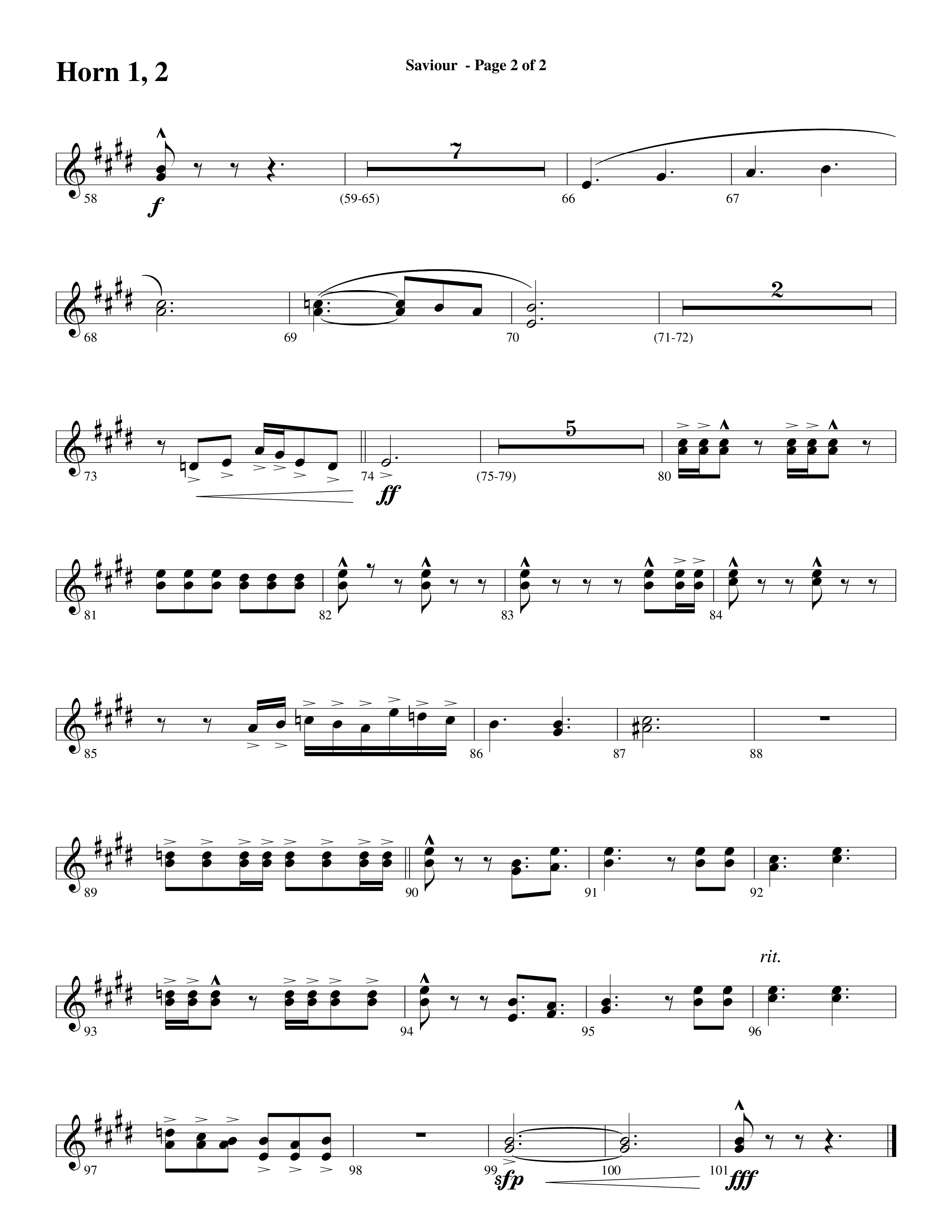 Saviour (Choral Anthem SATB) French Horn 1/2 (Word Music Choral / Arr. Daniel Semsen)