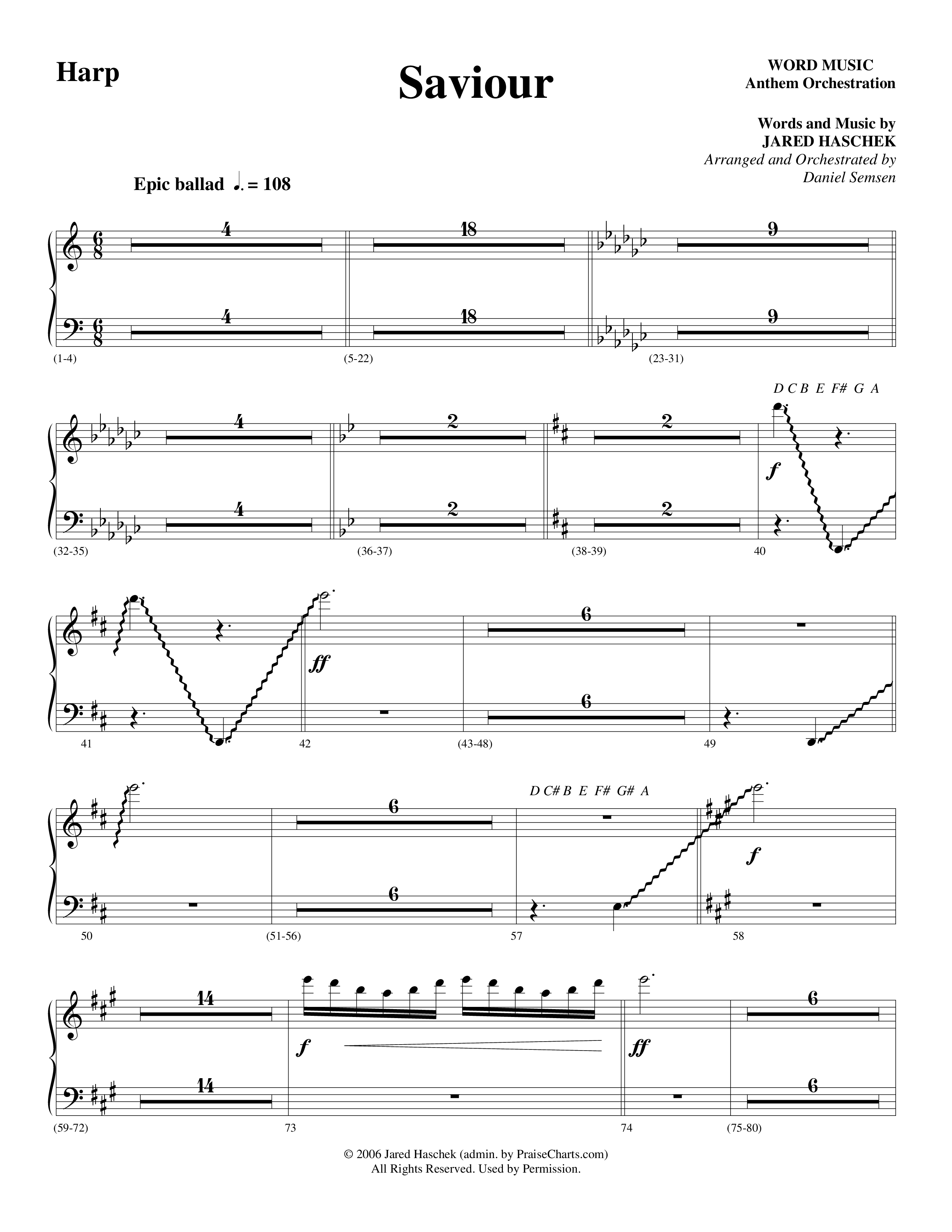 Saviour (Choral Anthem SATB) Harp (Word Music Choral / Arr. Daniel Semsen)