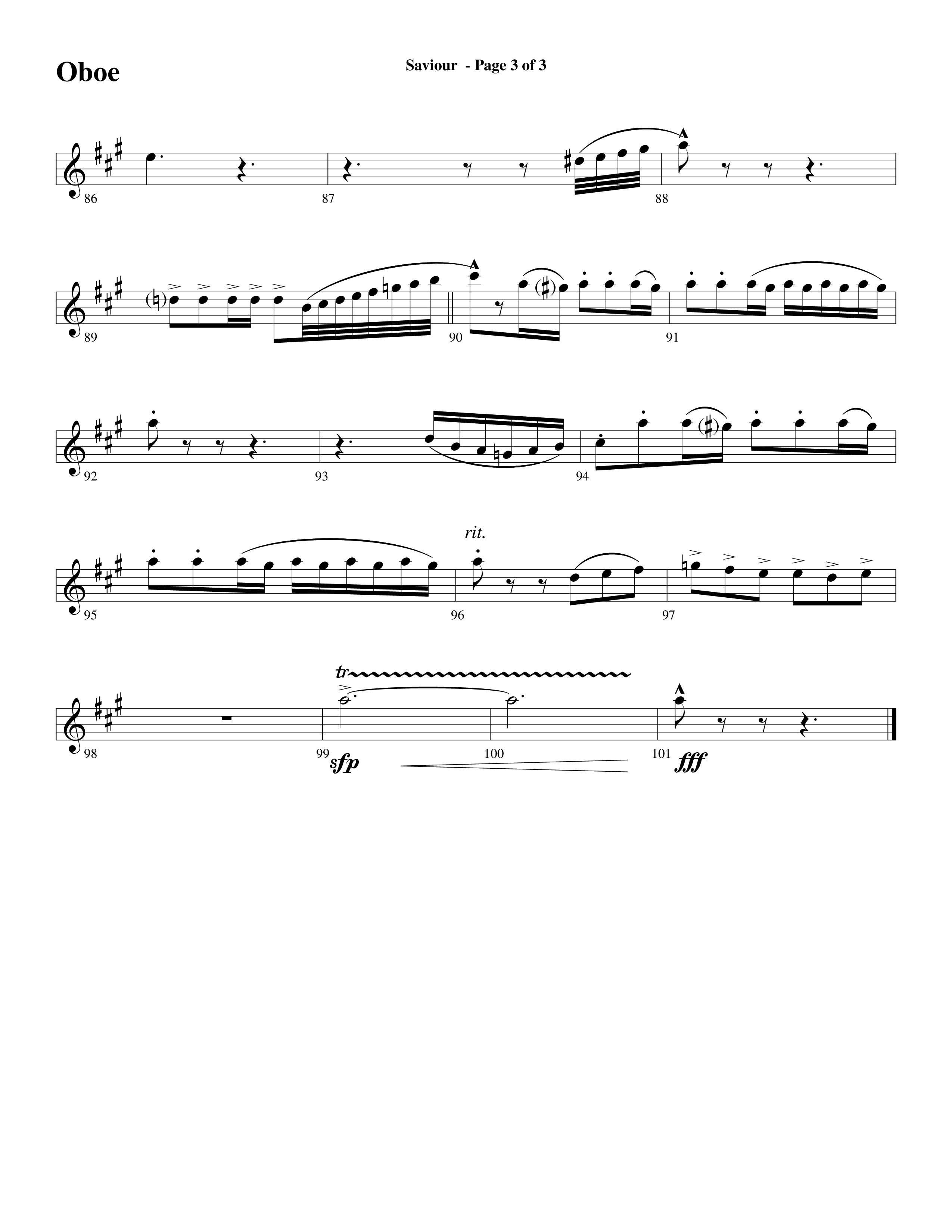 Saviour (Choral Anthem SATB) Oboe (Word Music Choral / Arr. Daniel Semsen)