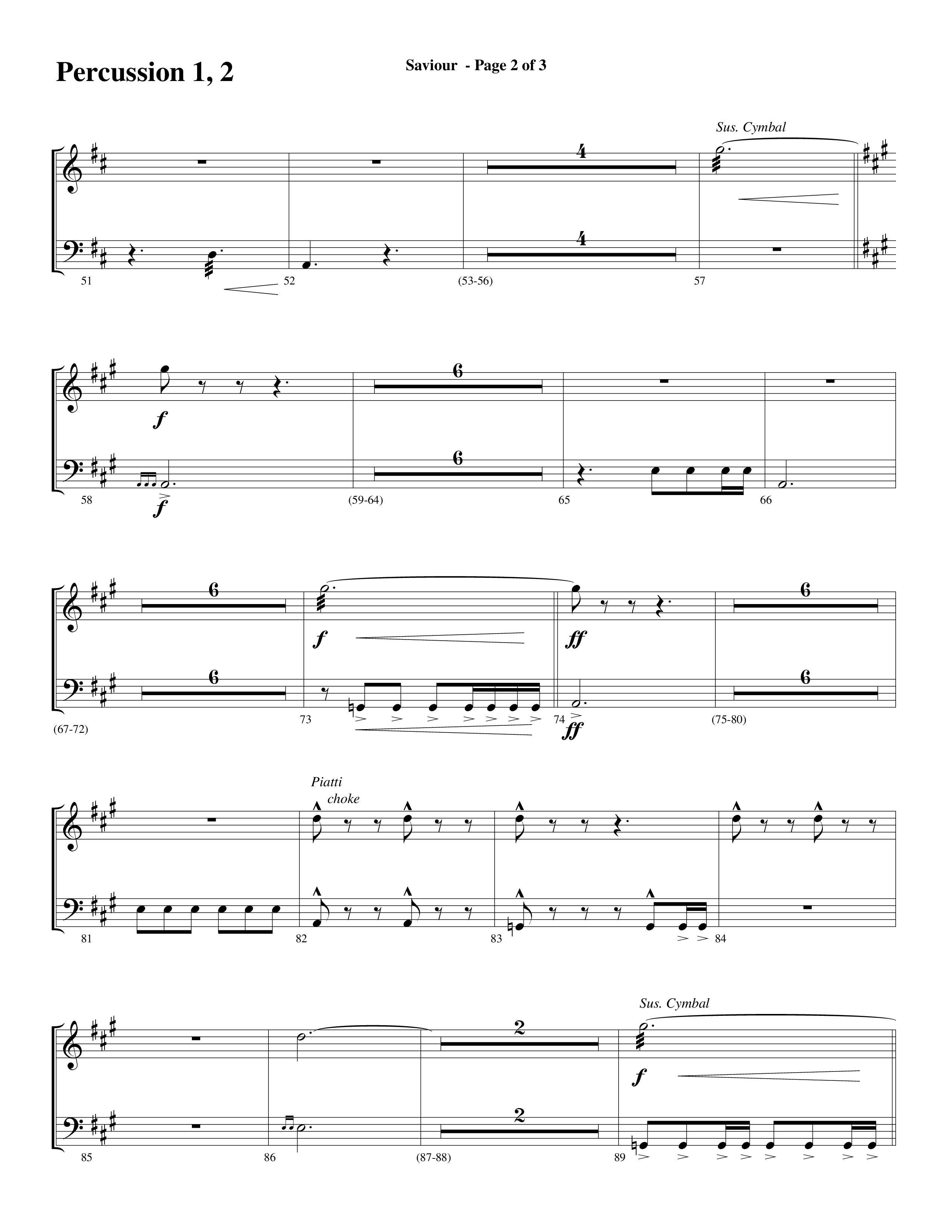 Saviour (Choral Anthem SATB) Percussion 1/2 (Word Music Choral / Arr. Daniel Semsen)