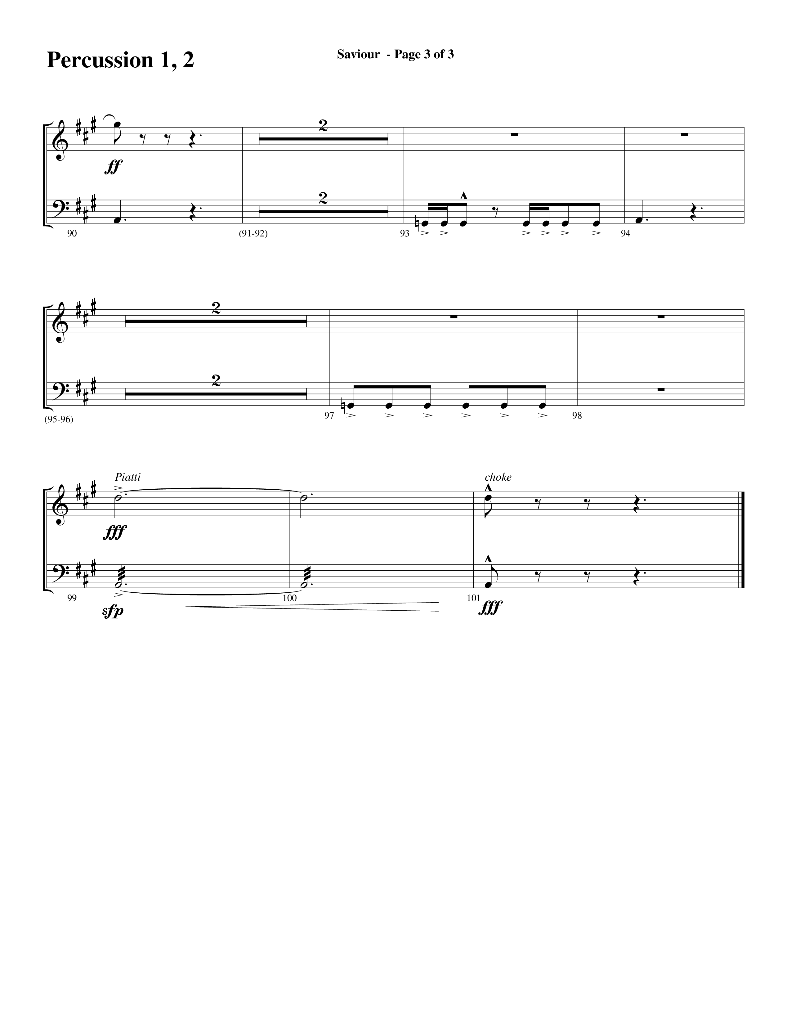 Saviour (Choral Anthem SATB) Percussion 1/2 (Word Music Choral / Arr. Daniel Semsen)