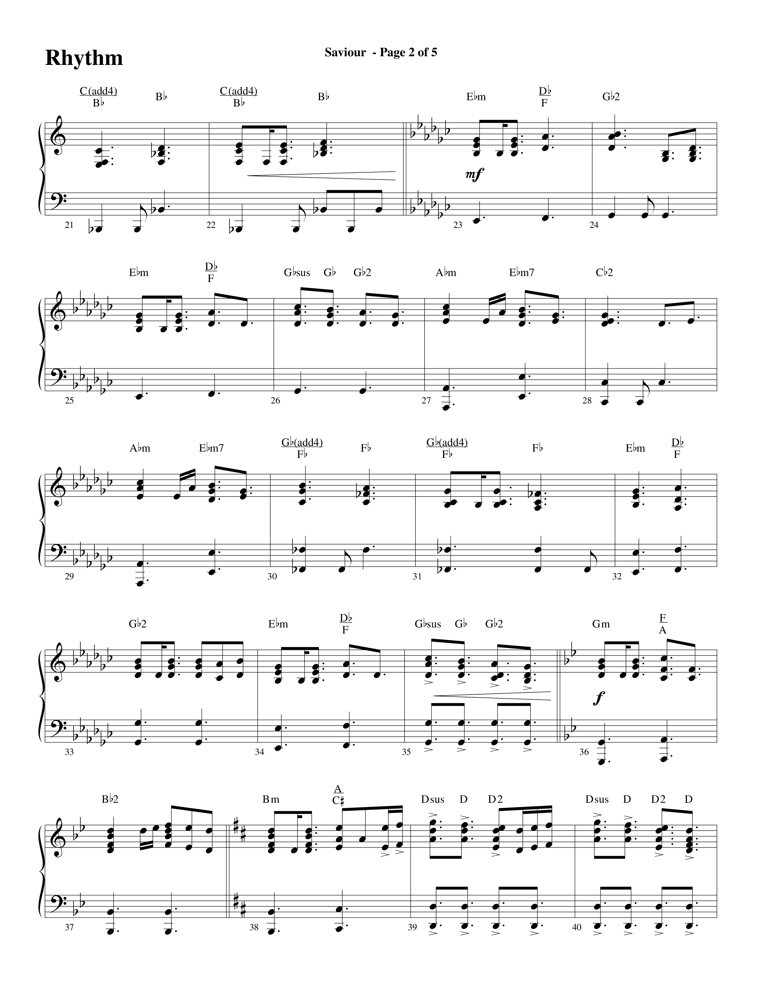 Saviour (Choral Anthem SATB) Rhythm Chart (Word Music Choral / Arr. Daniel Semsen)