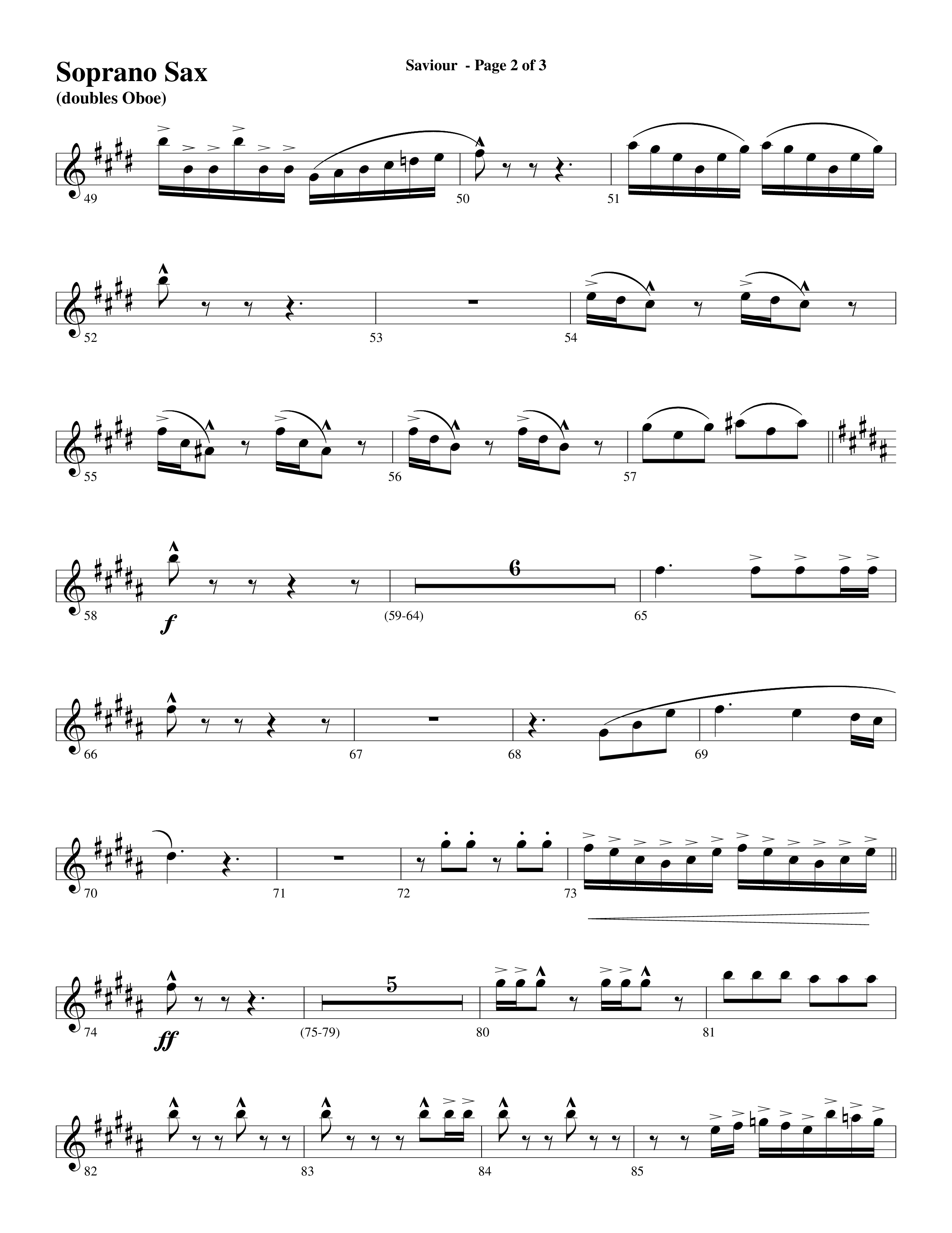 Saviour (Choral Anthem SATB) Soprano Sax (Word Music Choral / Arr. Daniel Semsen)