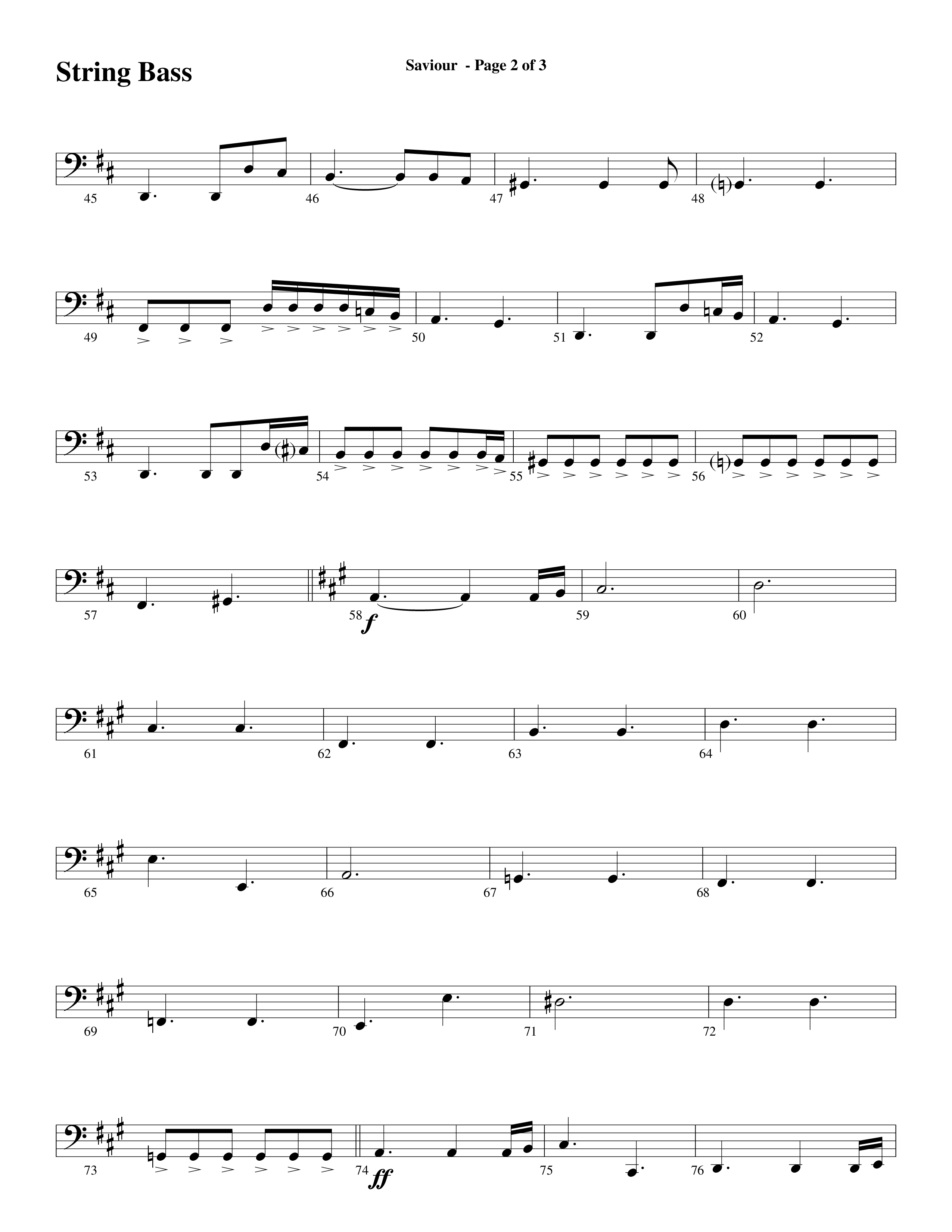 Saviour (Choral Anthem SATB) String Bass (Word Music Choral / Arr. Daniel Semsen)