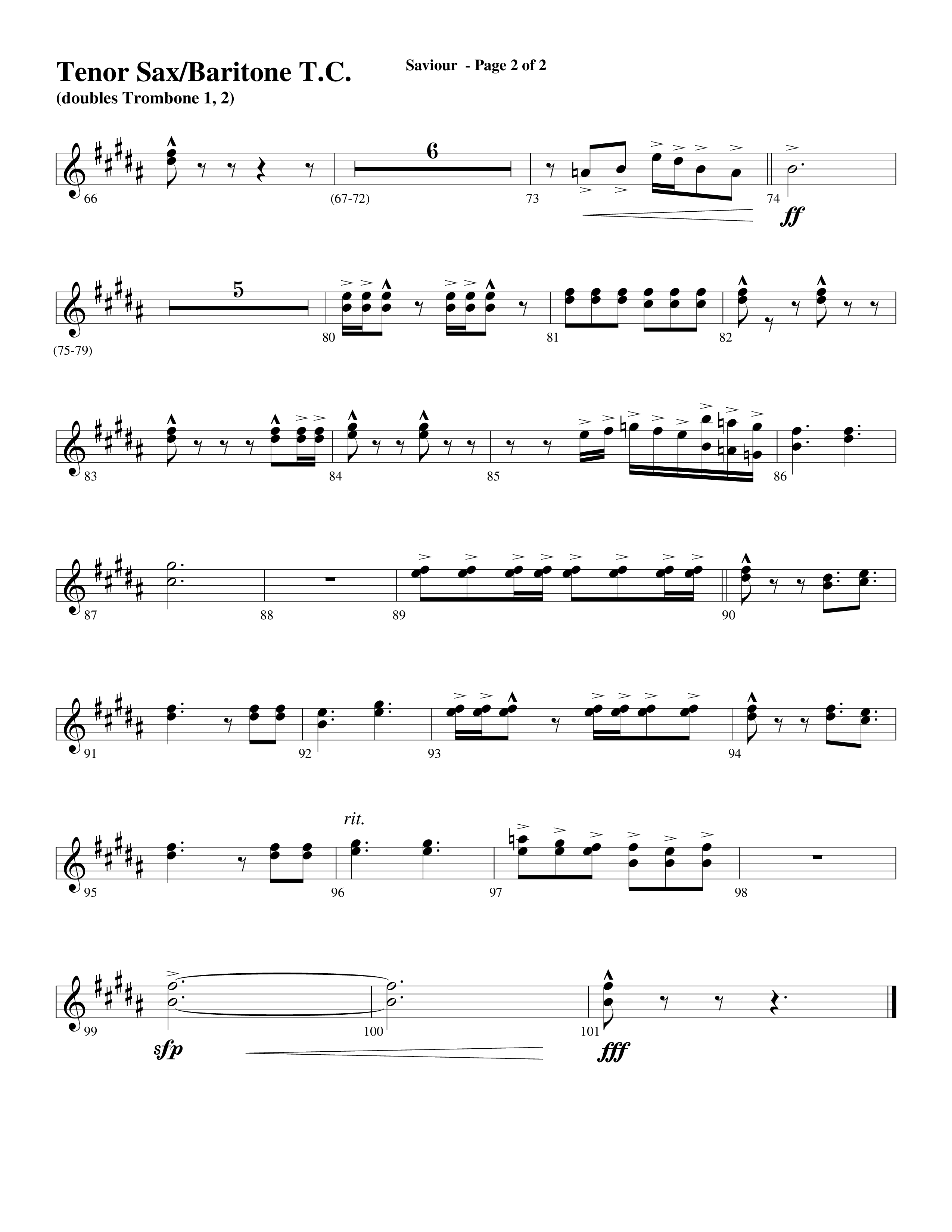 Saviour (Choral Anthem SATB) Tenor Sax/Baritone T.C. (Word Music Choral / Arr. Daniel Semsen)