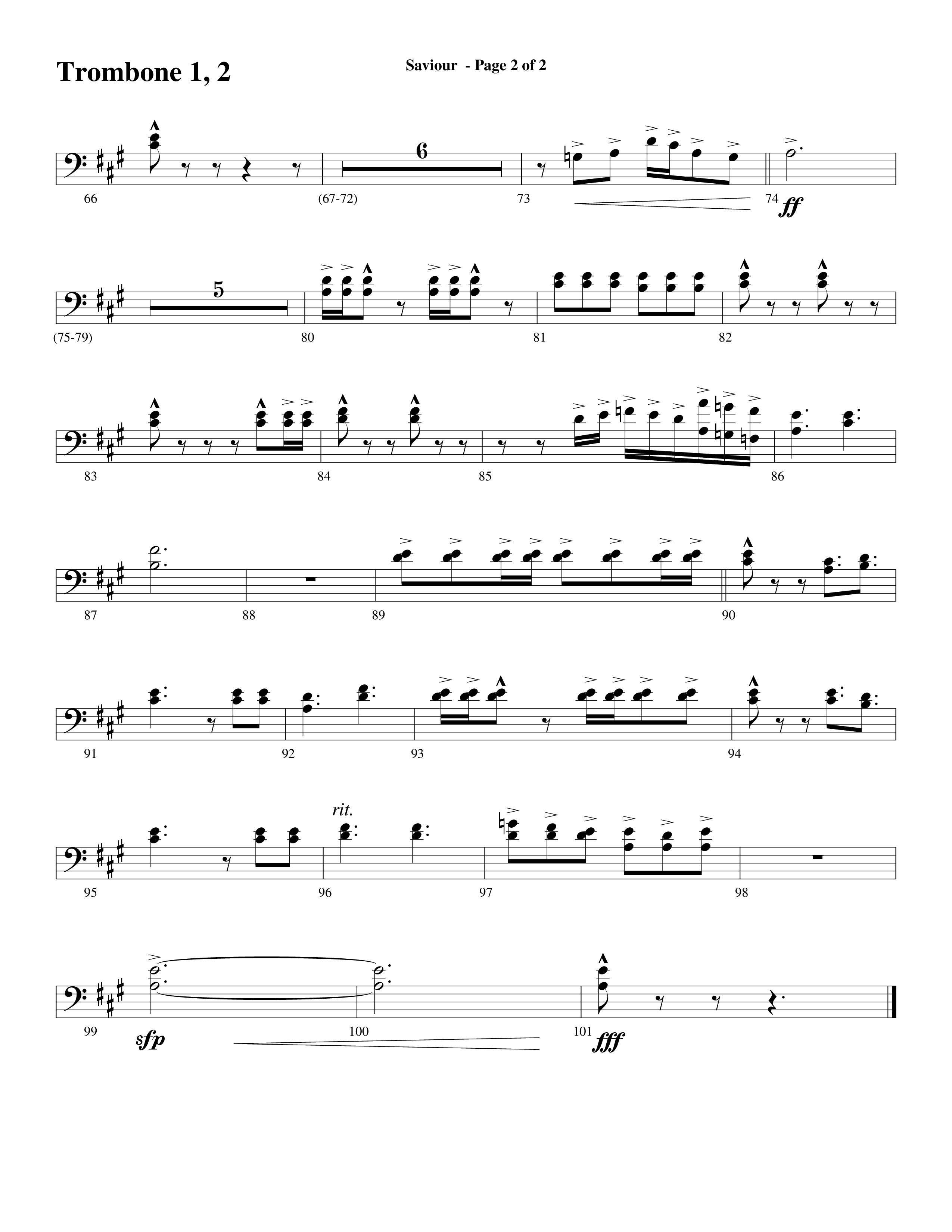 Saviour (Choral Anthem SATB) Trombone 1/2 (Word Music Choral / Arr. Daniel Semsen)