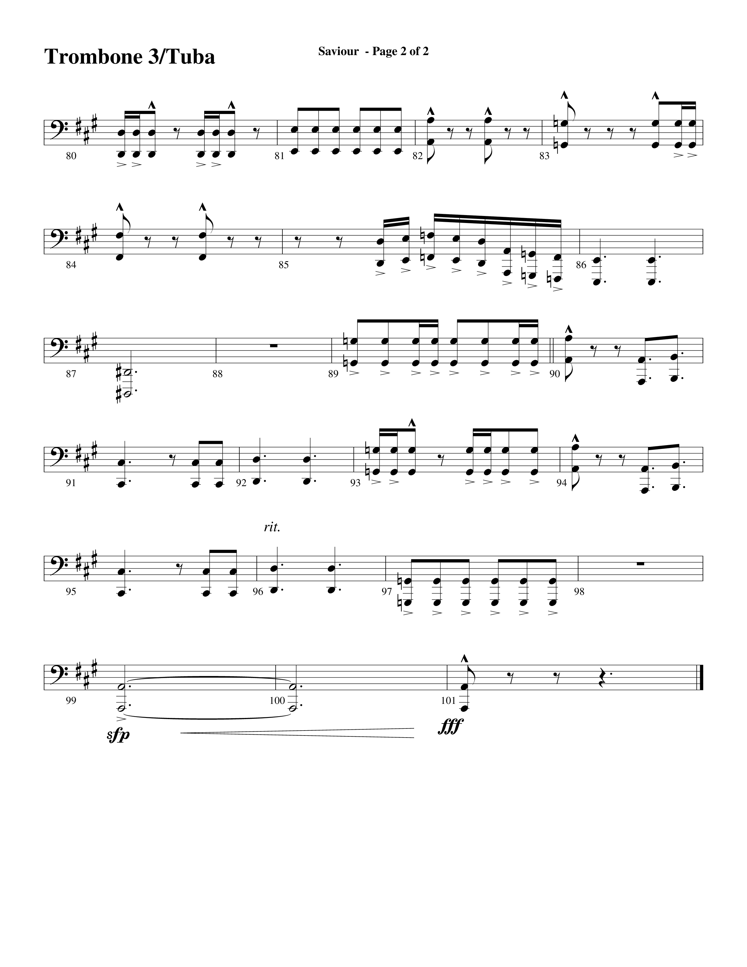 Saviour (Choral Anthem SATB) Trombone 3/Tuba (Word Music Choral / Arr. Daniel Semsen)