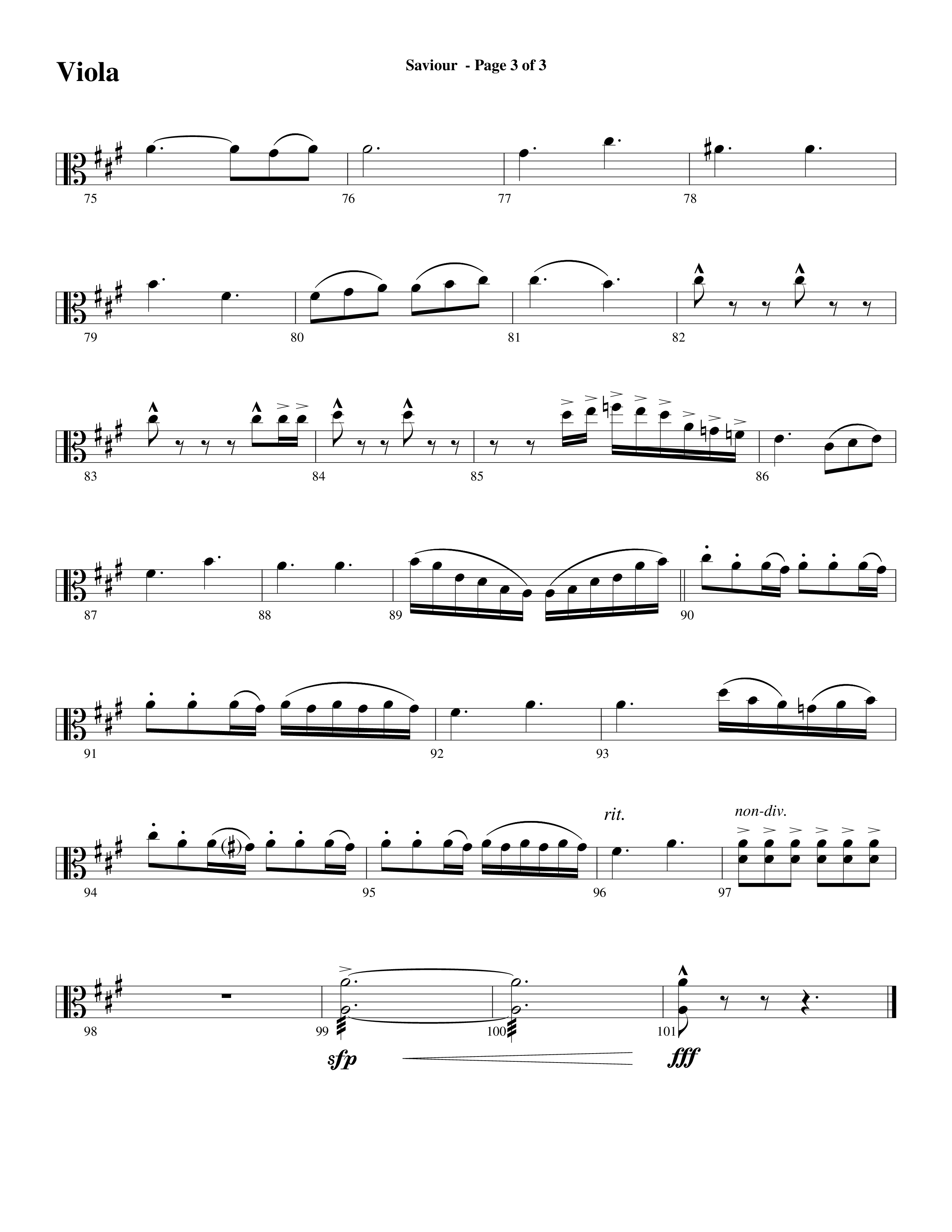 Saviour (Choral Anthem SATB) Viola (Word Music Choral / Arr. Daniel Semsen)