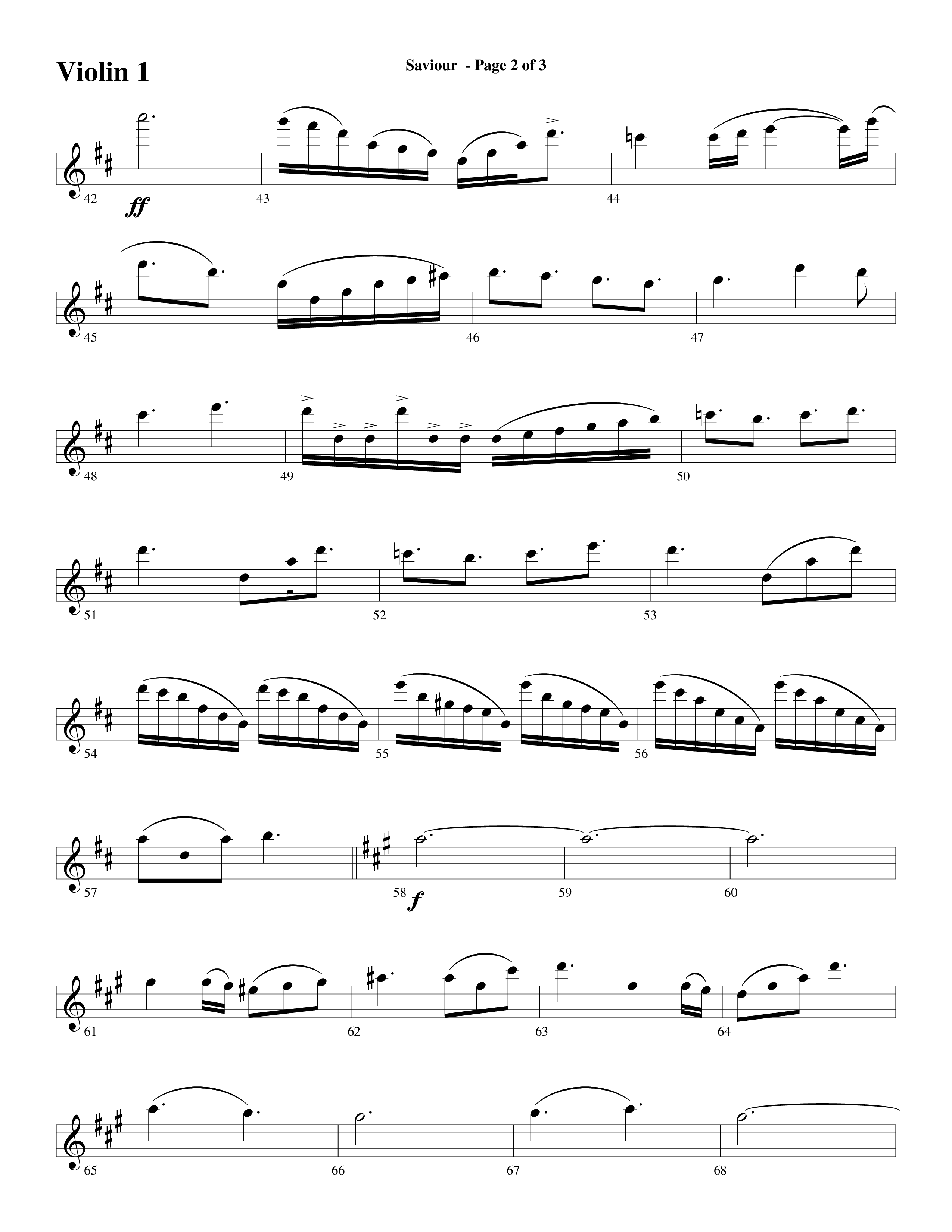 Saviour (Choral Anthem SATB) Violin 1 (Word Music Choral / Arr. Daniel Semsen)