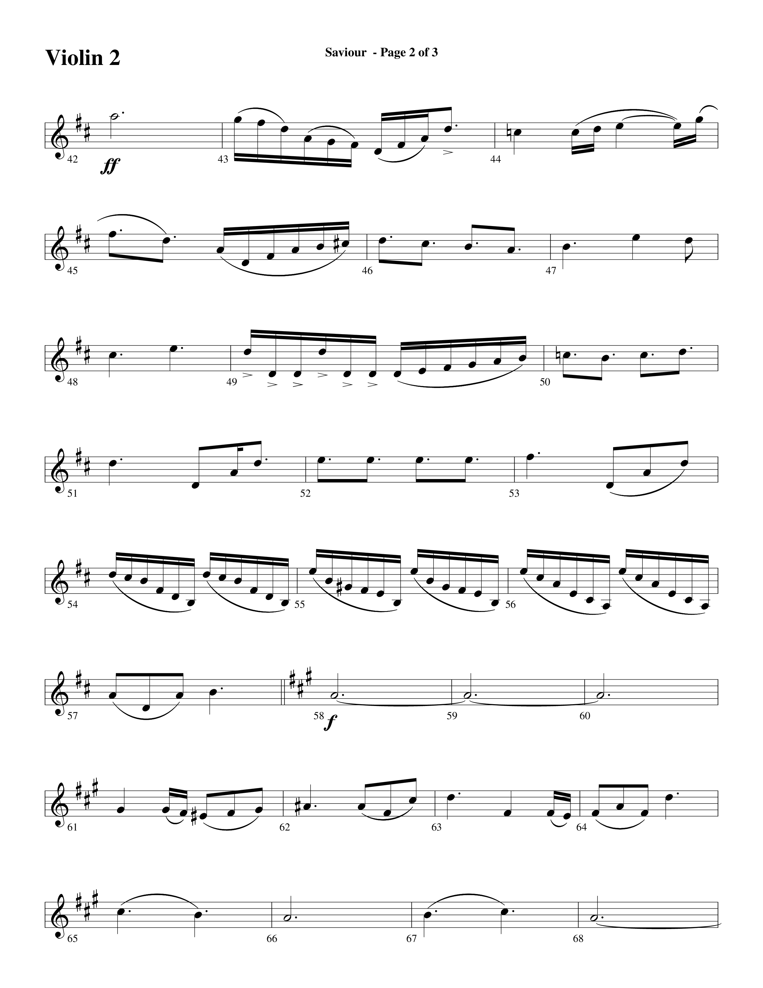 Saviour (Choral Anthem SATB) Violin 2 (Word Music Choral / Arr. Daniel Semsen)