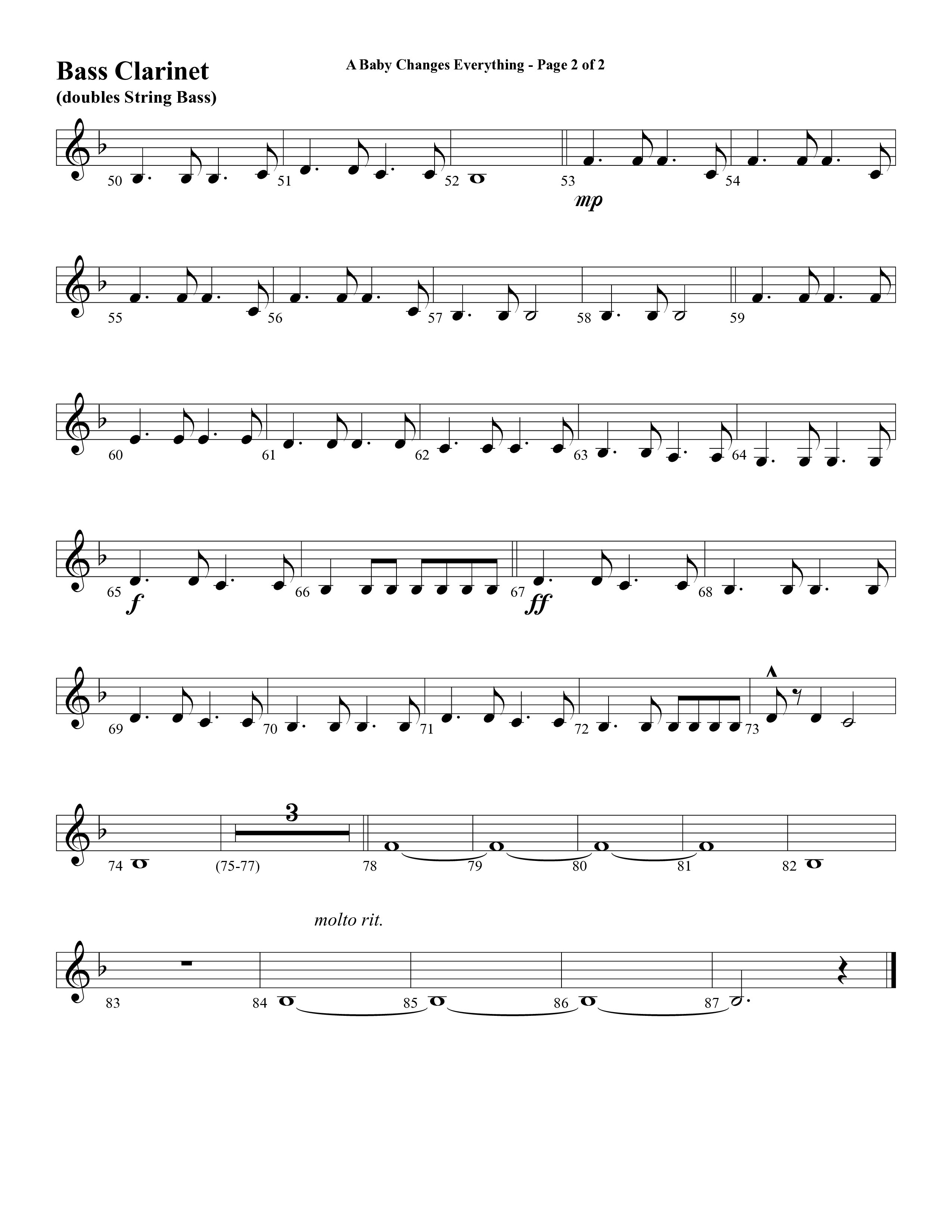 A Baby Changes Everything (Choral Anthem SATB) Bass Clarinet (Word Music Choral / Arr. David Clydesdale)