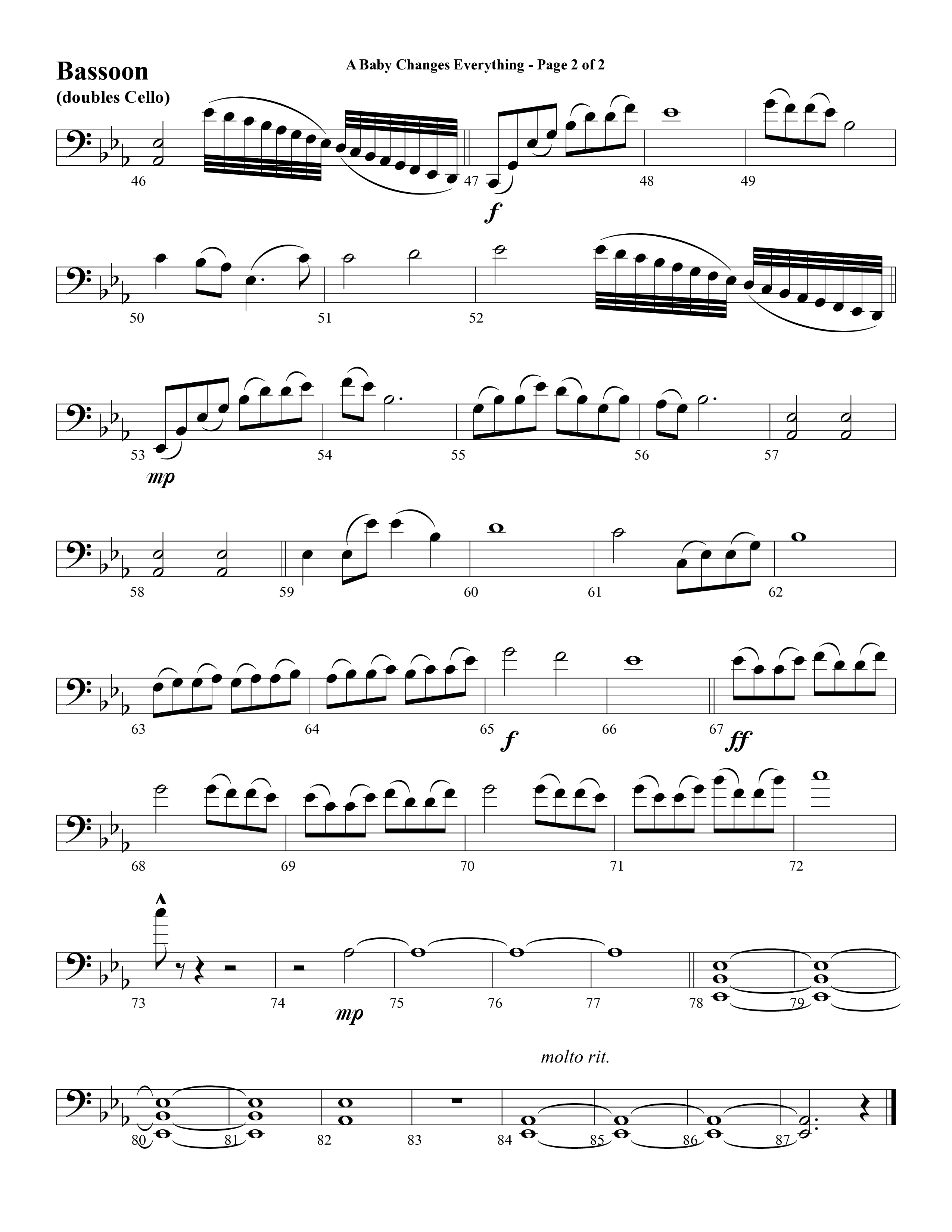 A Baby Changes Everything (Choral Anthem SATB) Bassoon (Word Music Choral / Arr. David Clydesdale)