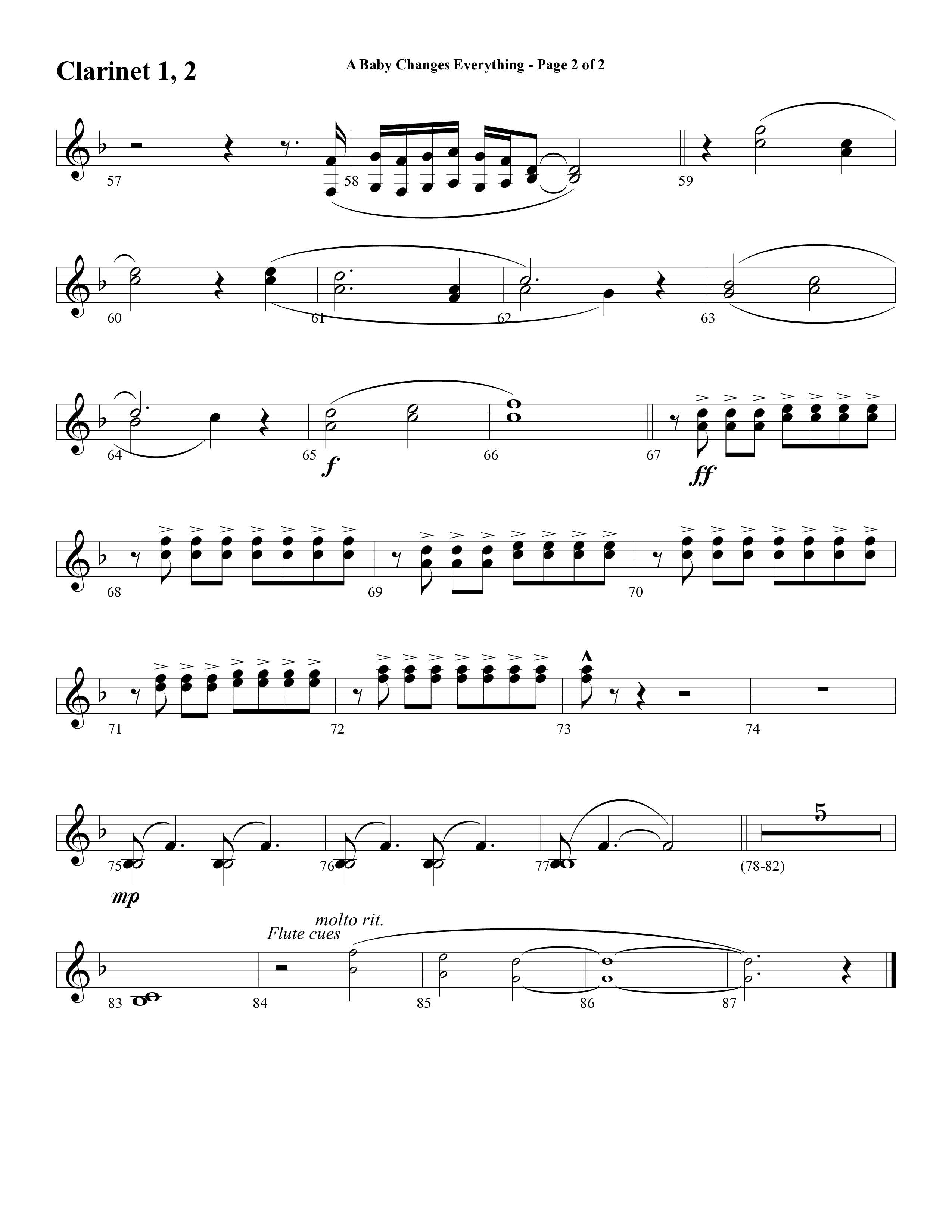 A Baby Changes Everything (Choral Anthem SATB) Clarinet 1/2 (Word Music Choral / Arr. David Clydesdale)