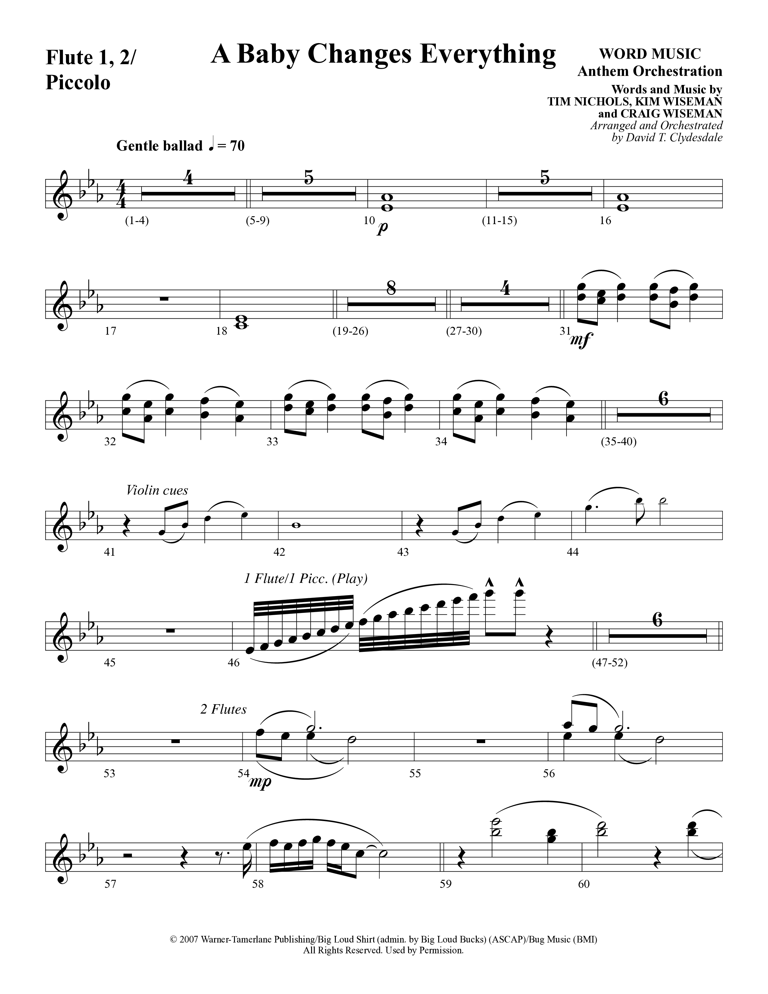 A Baby Changes Everything (Choral Anthem SATB) Flute/Piccolo (Word Music Choral / Arr. David Clydesdale)