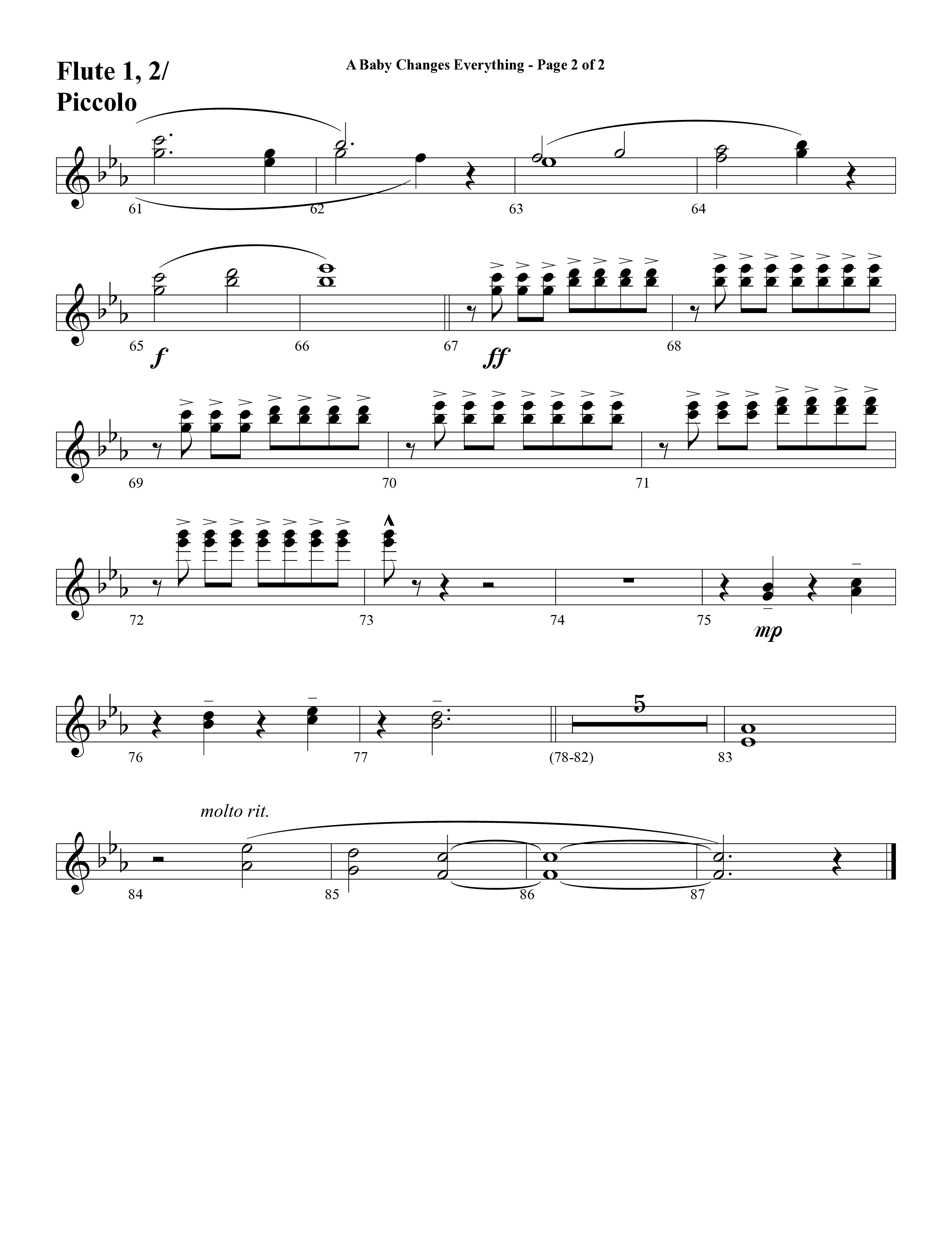 A Baby Changes Everything (Choral Anthem SATB) Flute/Piccolo (Word Music Choral / Arr. David Clydesdale)