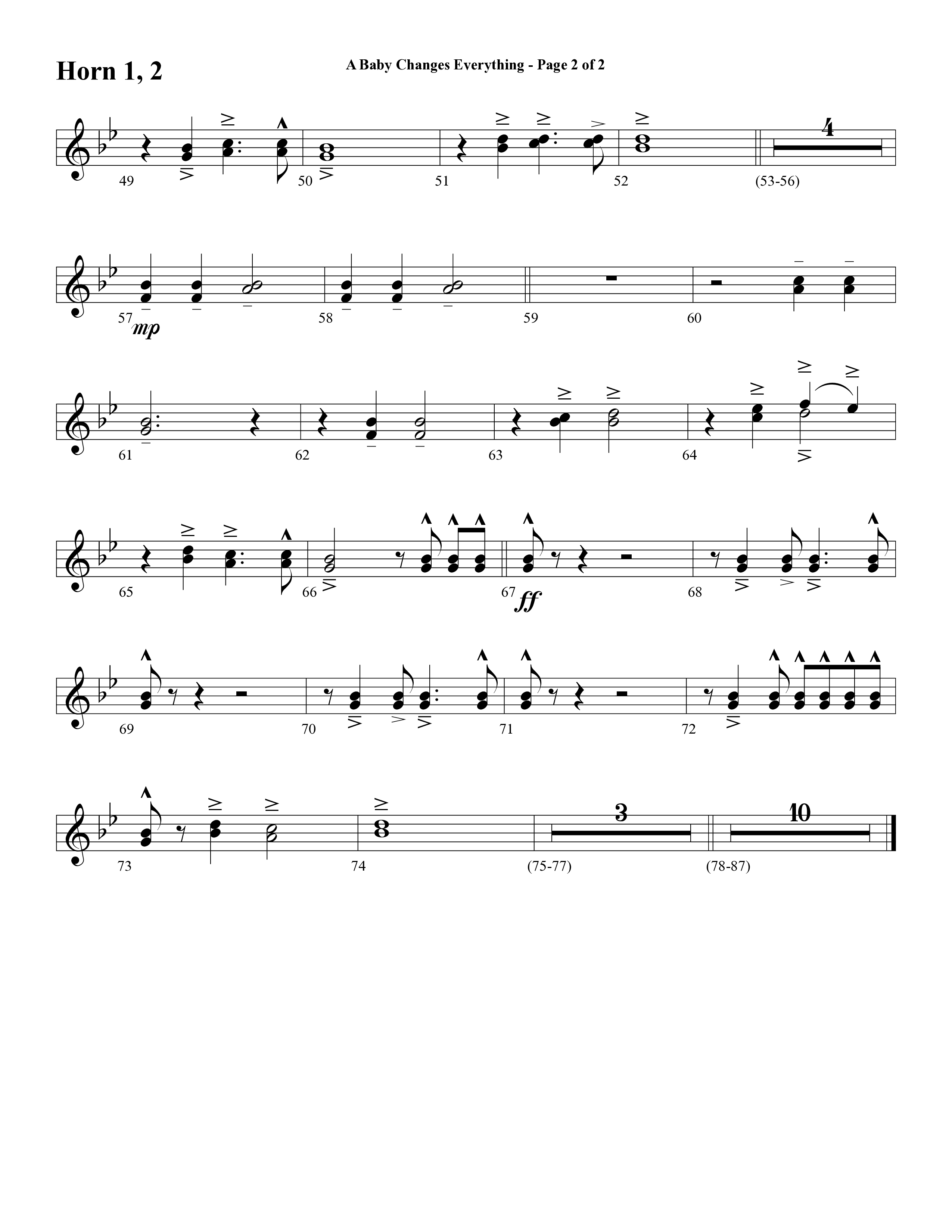 A Baby Changes Everything (Choral Anthem SATB) French Horn 1/2 (Word Music Choral / Arr. David Clydesdale)