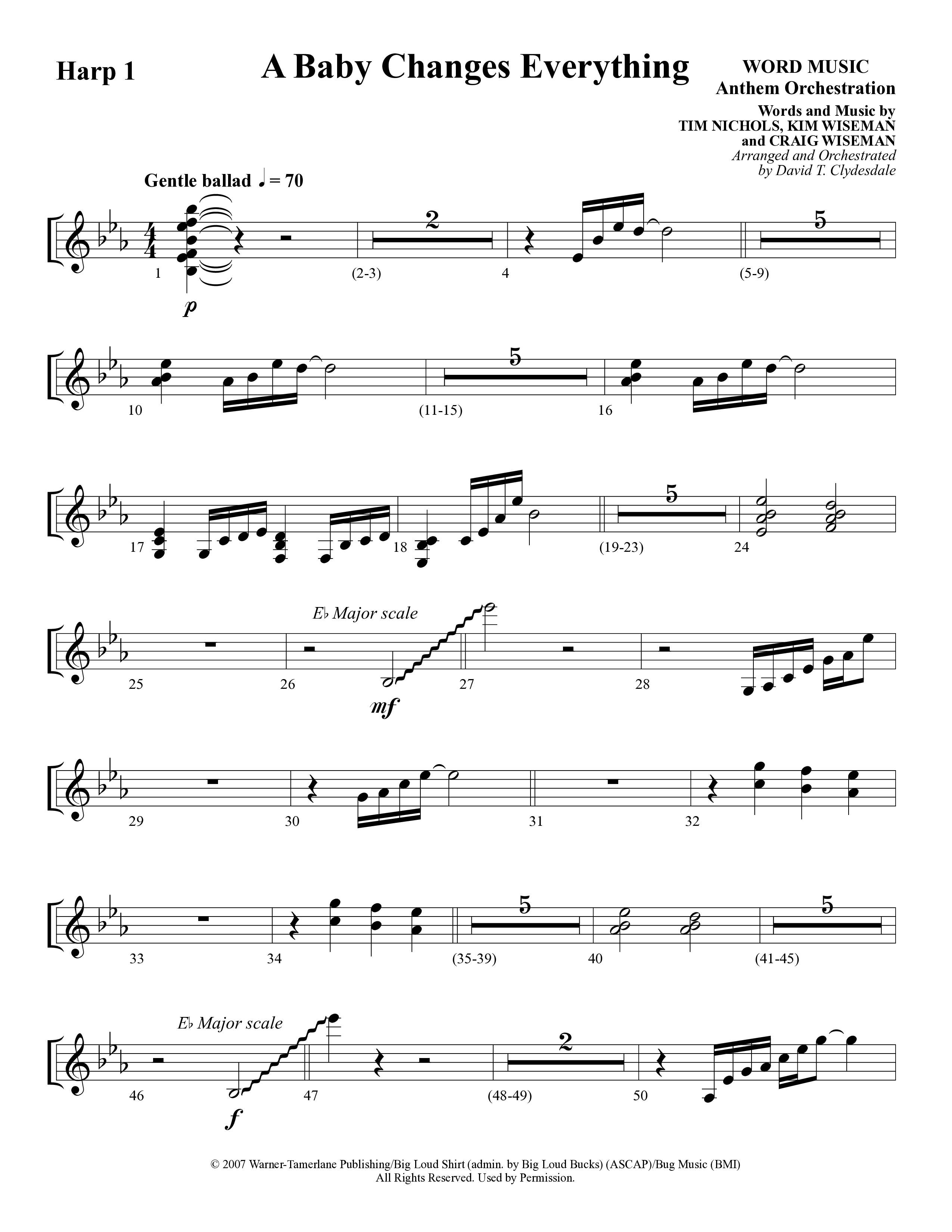 A Baby Changes Everything (Choral Anthem SATB) Harp (Word Music Choral / Arr. David Clydesdale)