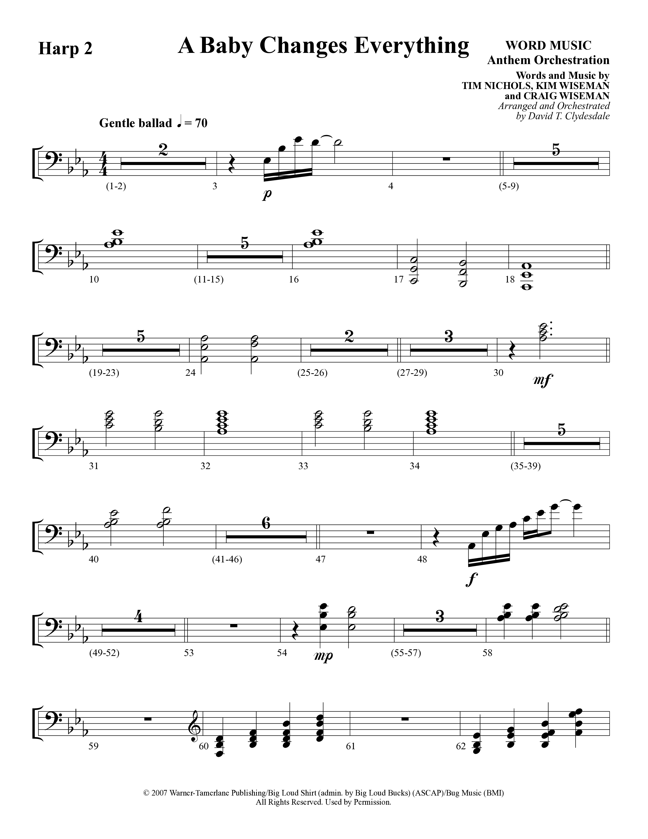 A Baby Changes Everything (Choral Anthem SATB) Harp (Word Music Choral / Arr. David Clydesdale)