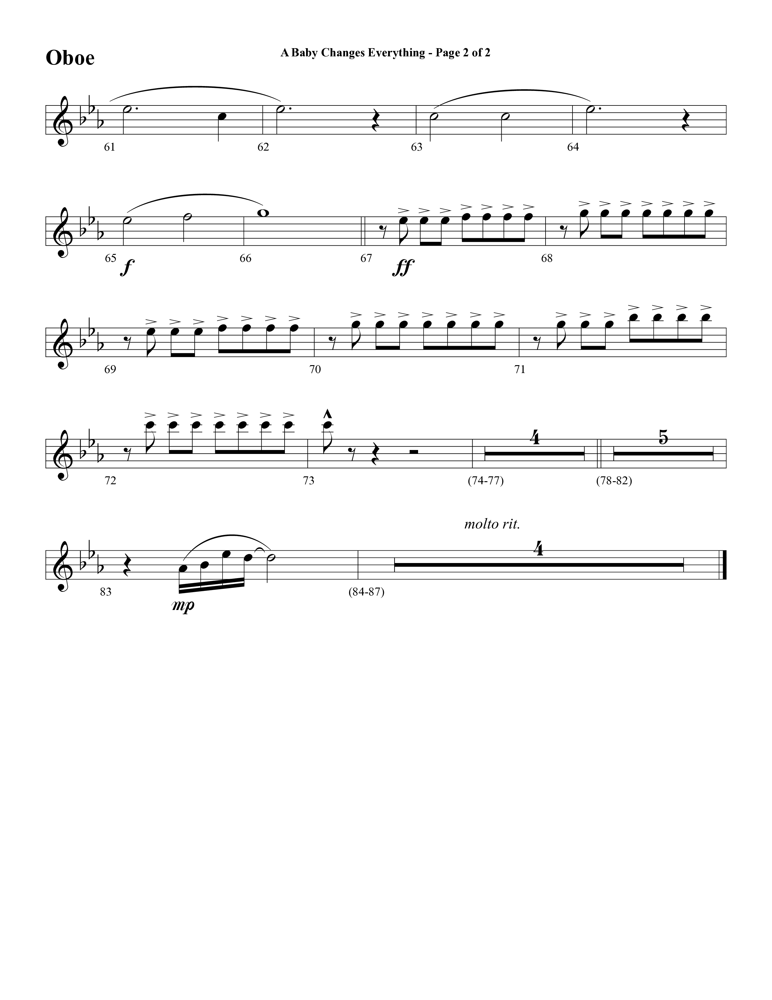 A Baby Changes Everything (Choral Anthem SATB) Oboe (Word Music Choral / Arr. David Clydesdale)