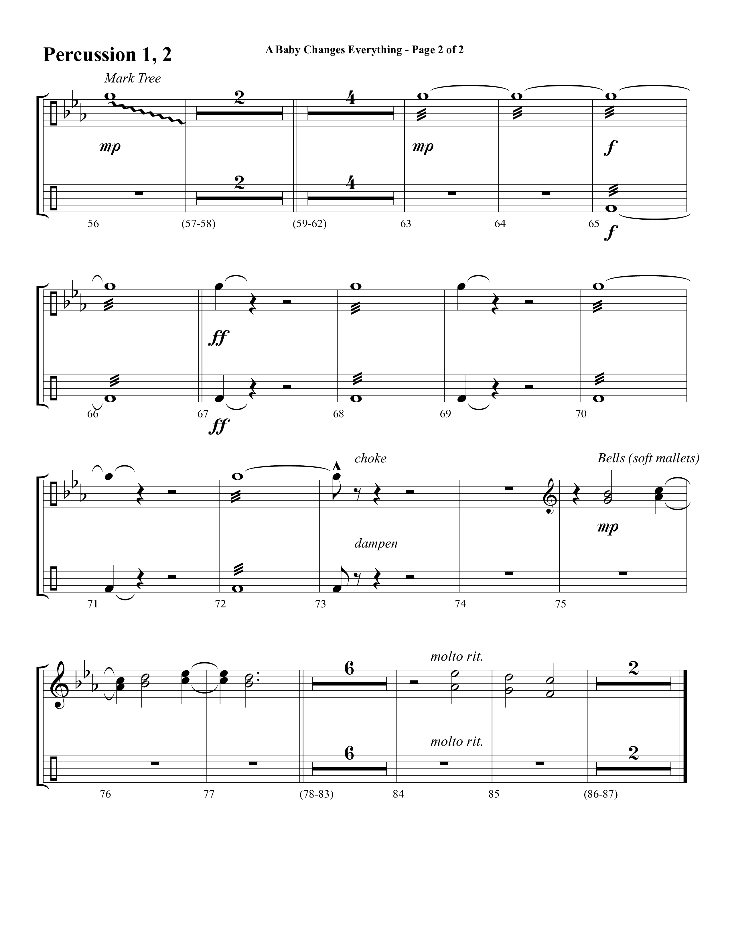 A Baby Changes Everything (Choral Anthem SATB) Percussion (Word Music Choral / Arr. David Clydesdale)