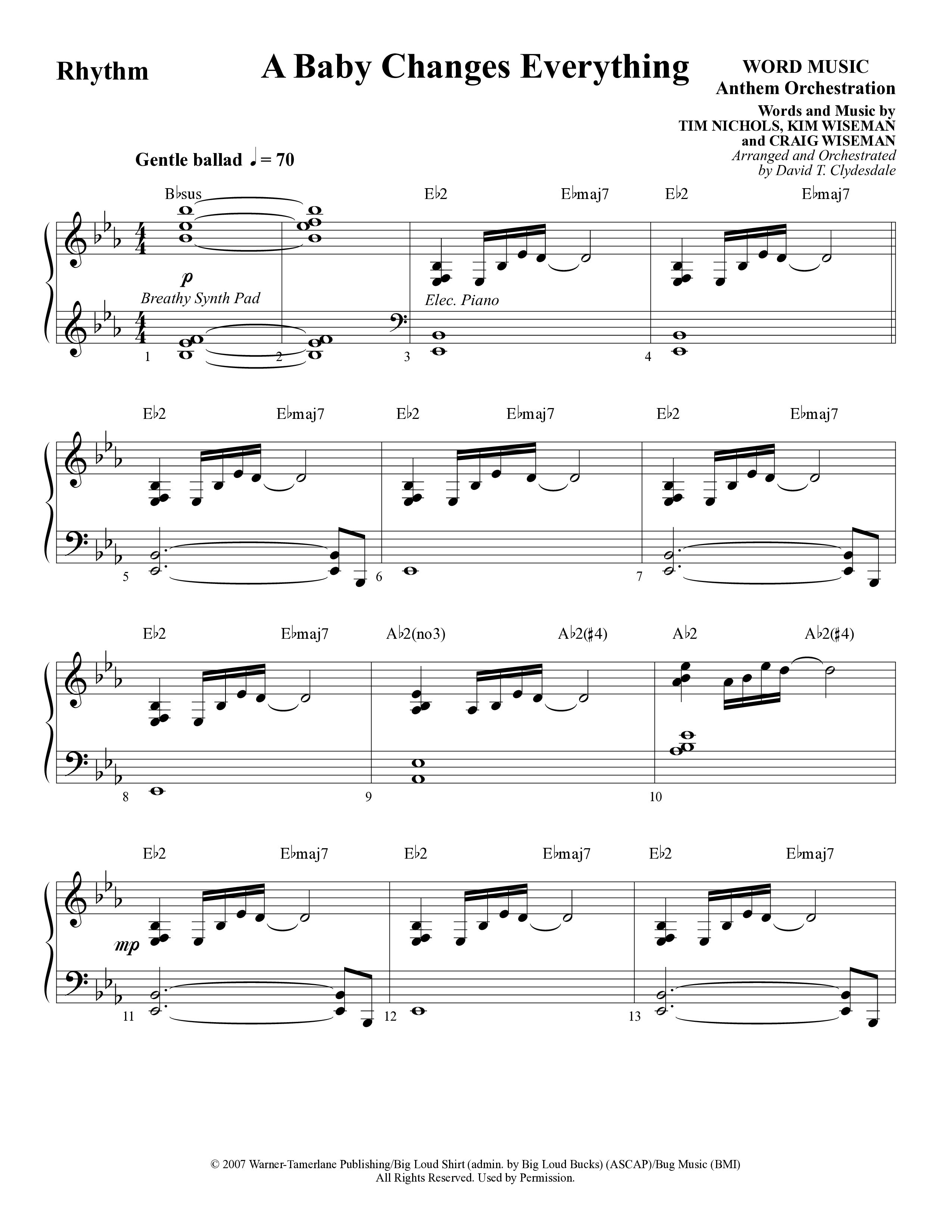 A Baby Changes Everything (Choral Anthem SATB) Rhythm Chart (Word Music Choral / Arr. David Clydesdale)