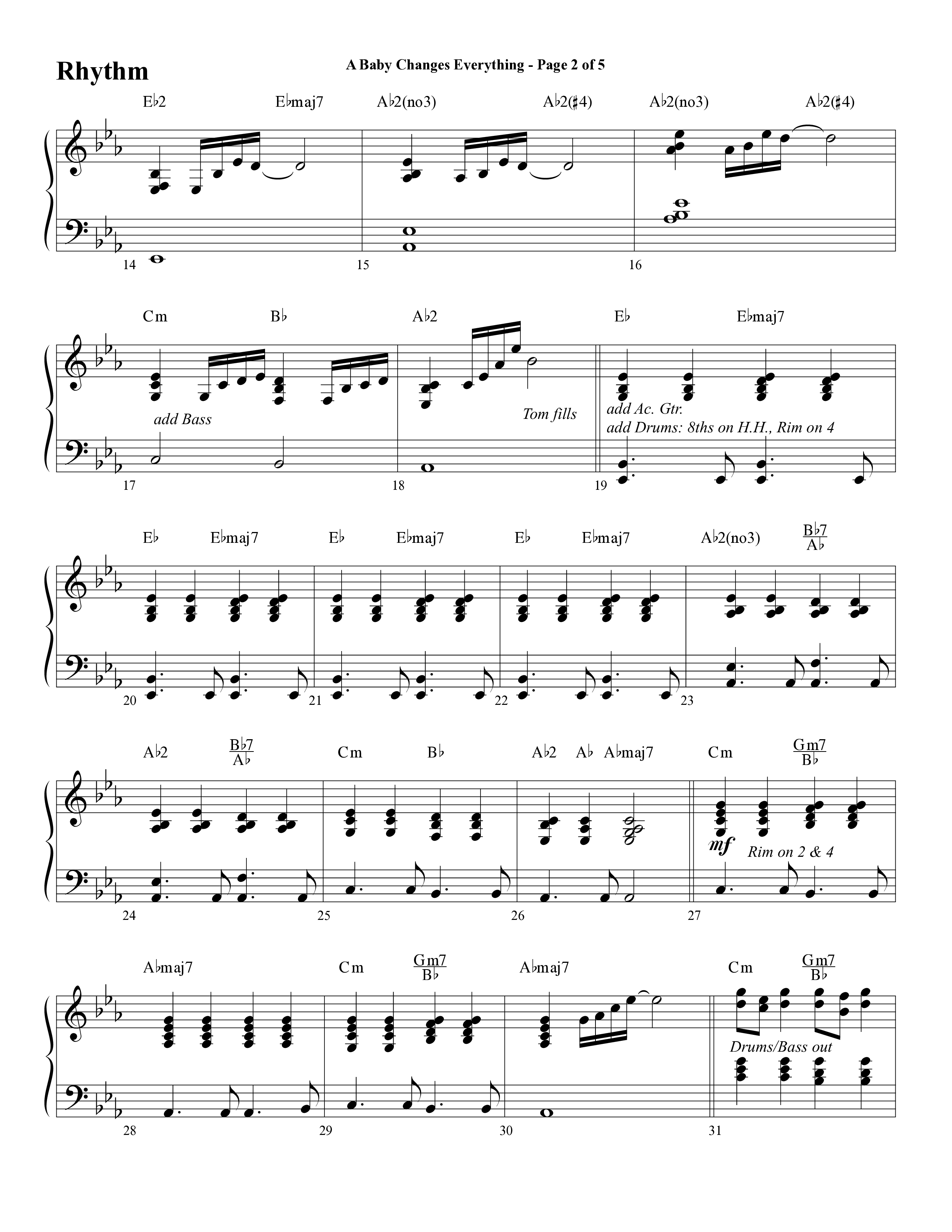 A Baby Changes Everything (Choral Anthem SATB) Rhythm Chart (Word Music Choral / Arr. David Clydesdale)