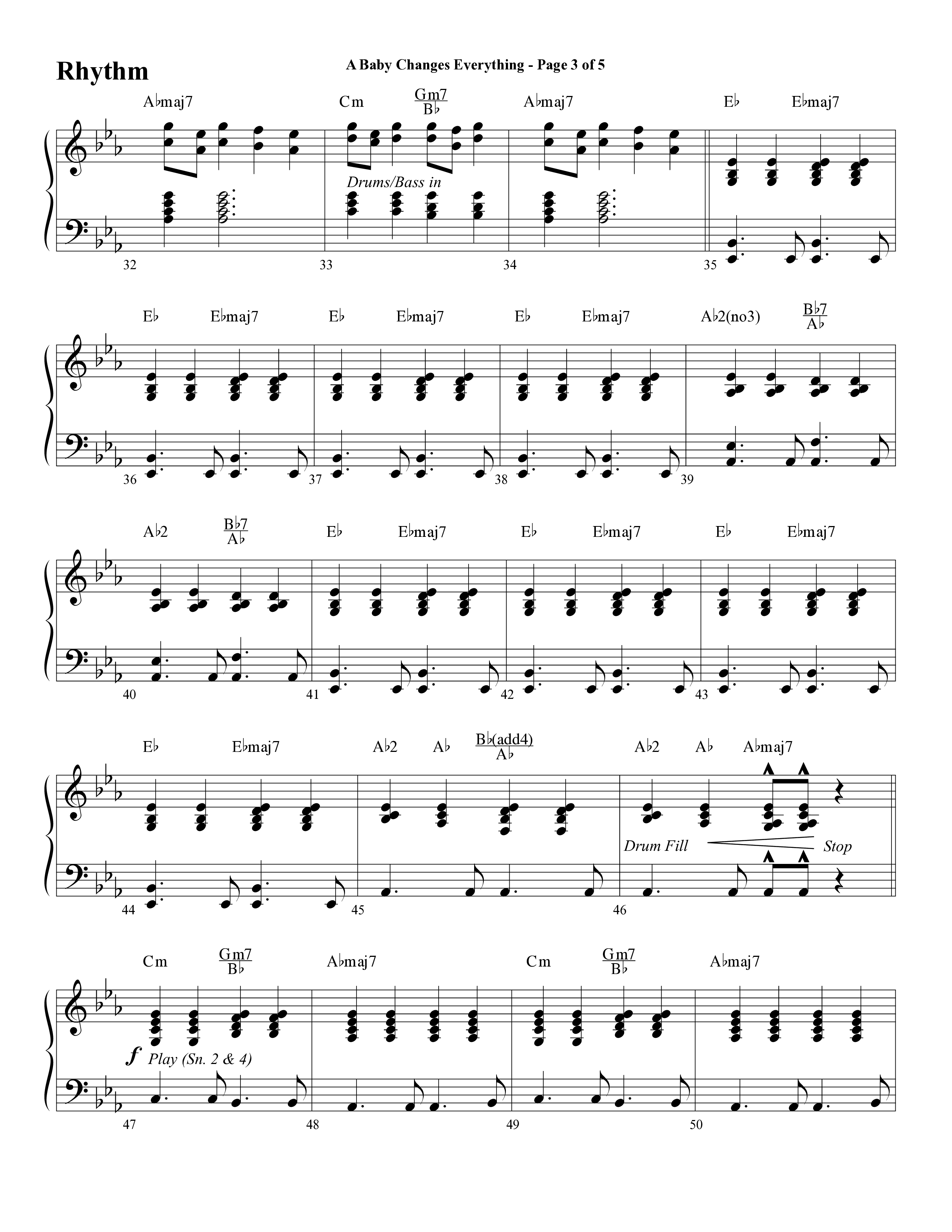 A Baby Changes Everything (Choral Anthem SATB) Rhythm Chart (Word Music Choral / Arr. David Clydesdale)