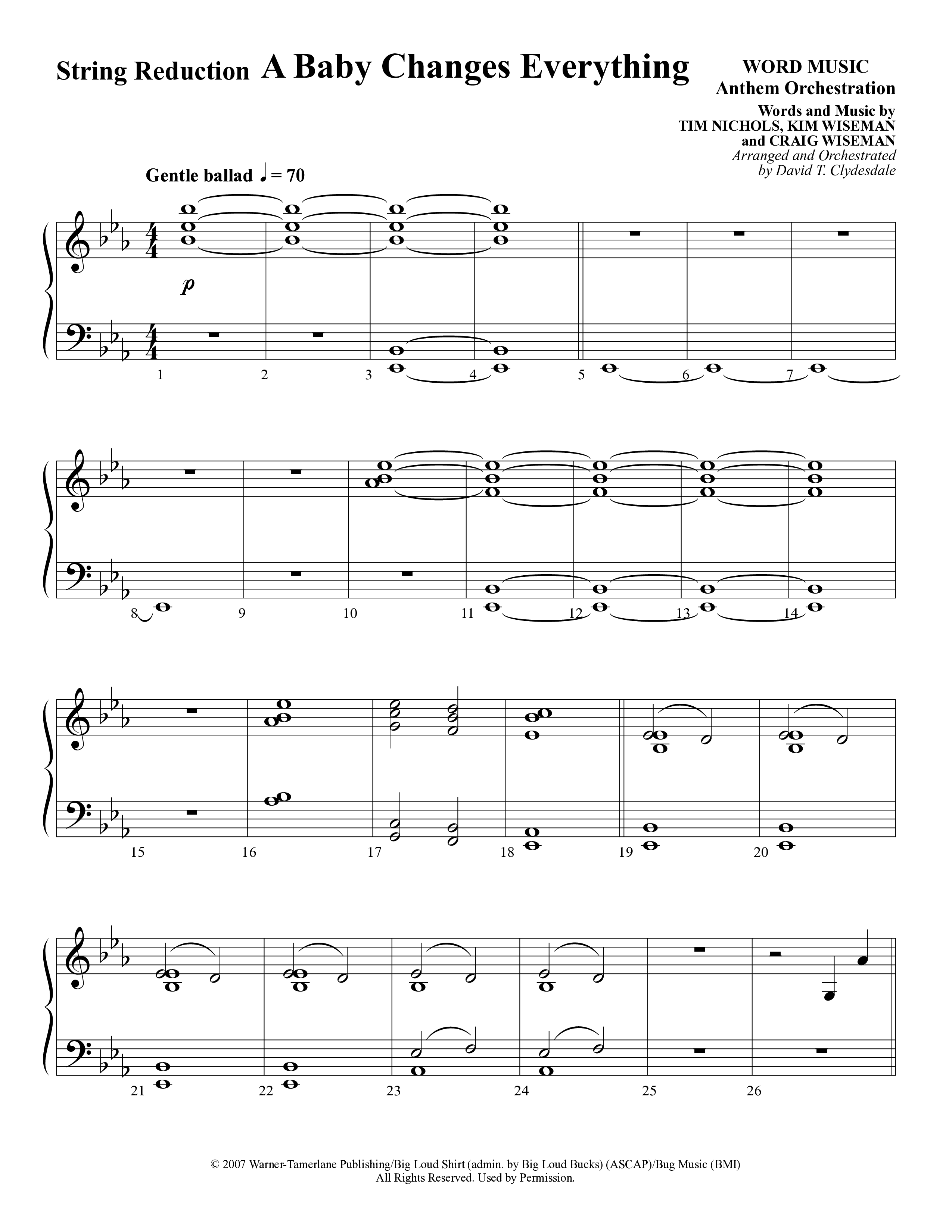A Baby Changes Everything (Choral Anthem SATB) String Reduction (Word Music Choral / Arr. David Clydesdale)