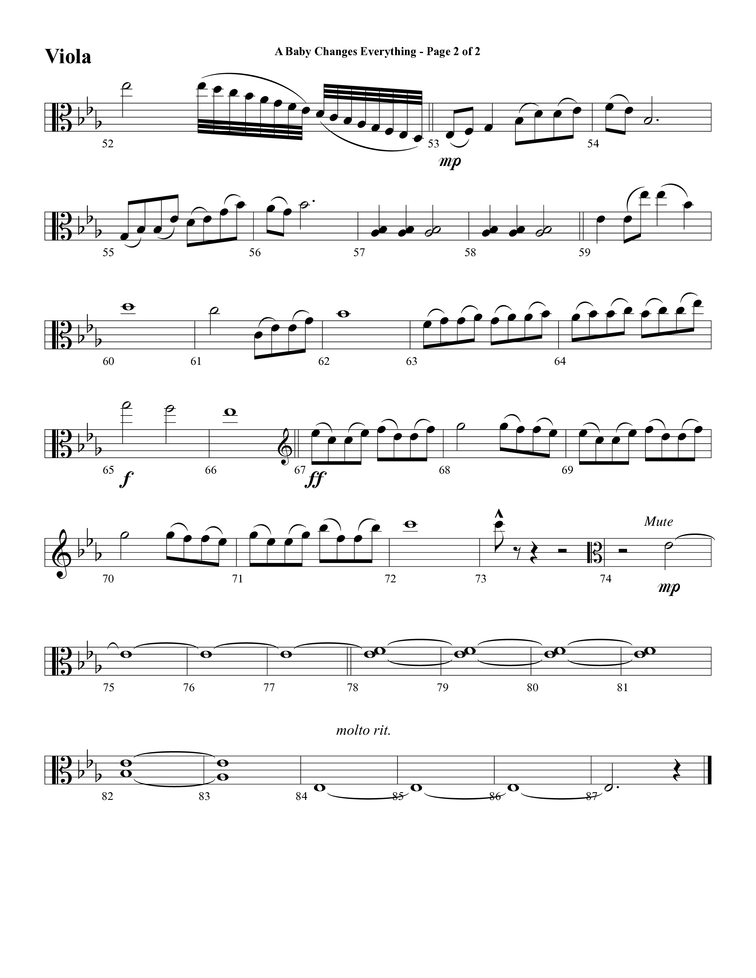A Baby Changes Everything (Choral Anthem SATB) Viola (Word Music Choral / Arr. David Clydesdale)