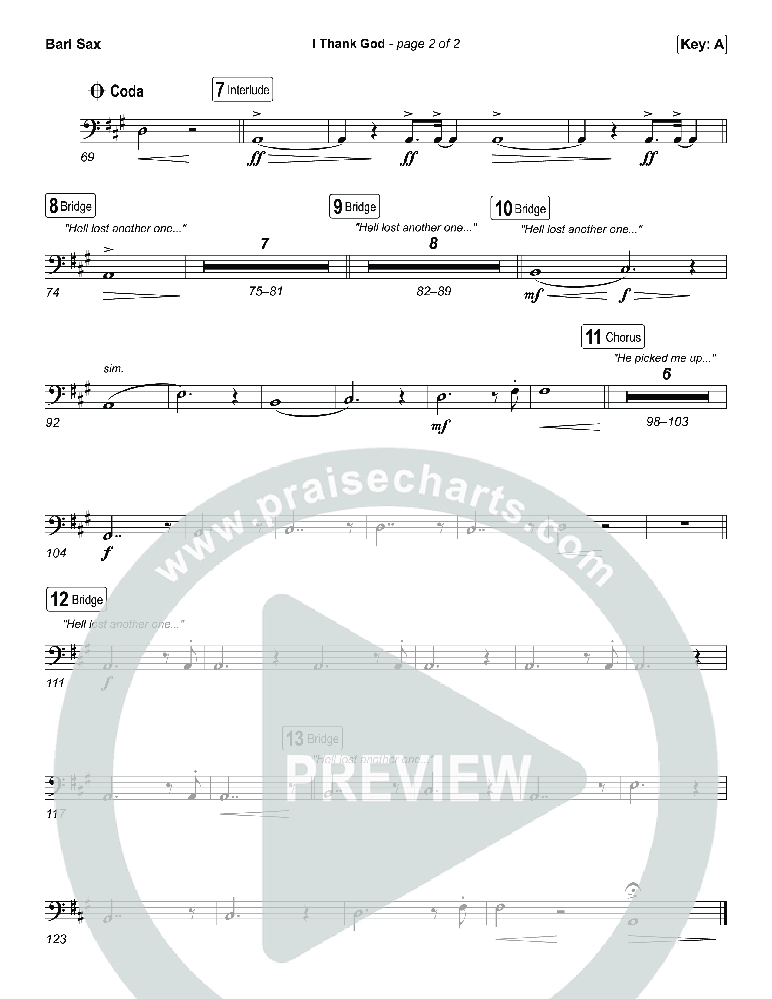 I Thank God (Choral/SATB) Bari Sax (Travis Cottrell / Brooke Voland / Arr. Mason Brown)