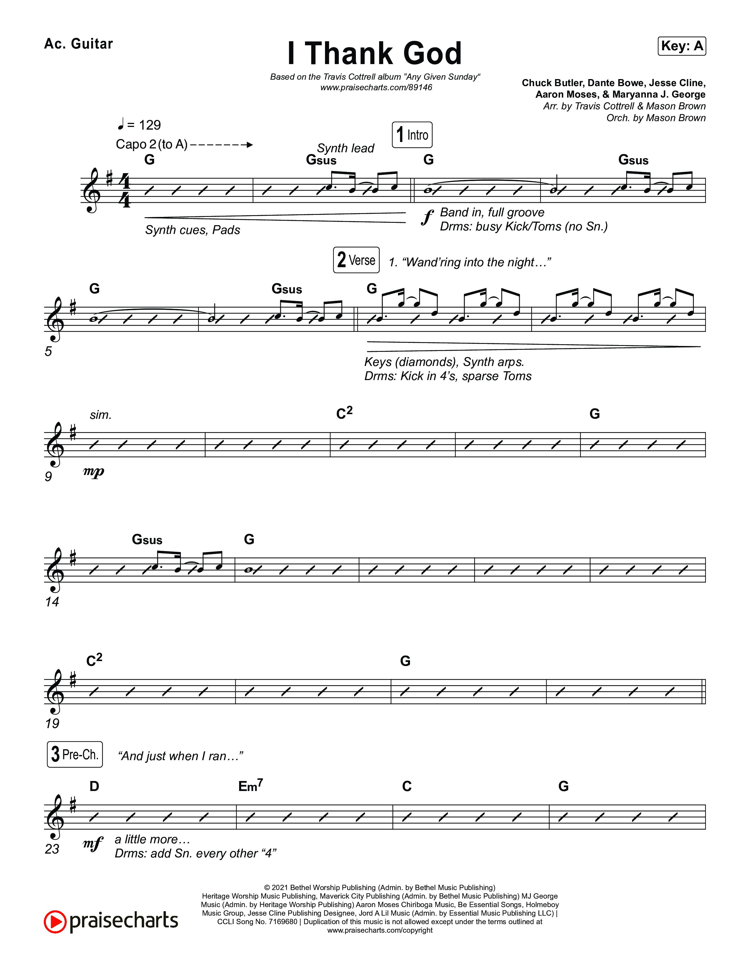 I Thank God (Choral/SATB) Acoustic Guitar (Travis Cottrell / Brooke Voland / Arr. Mason Brown)
