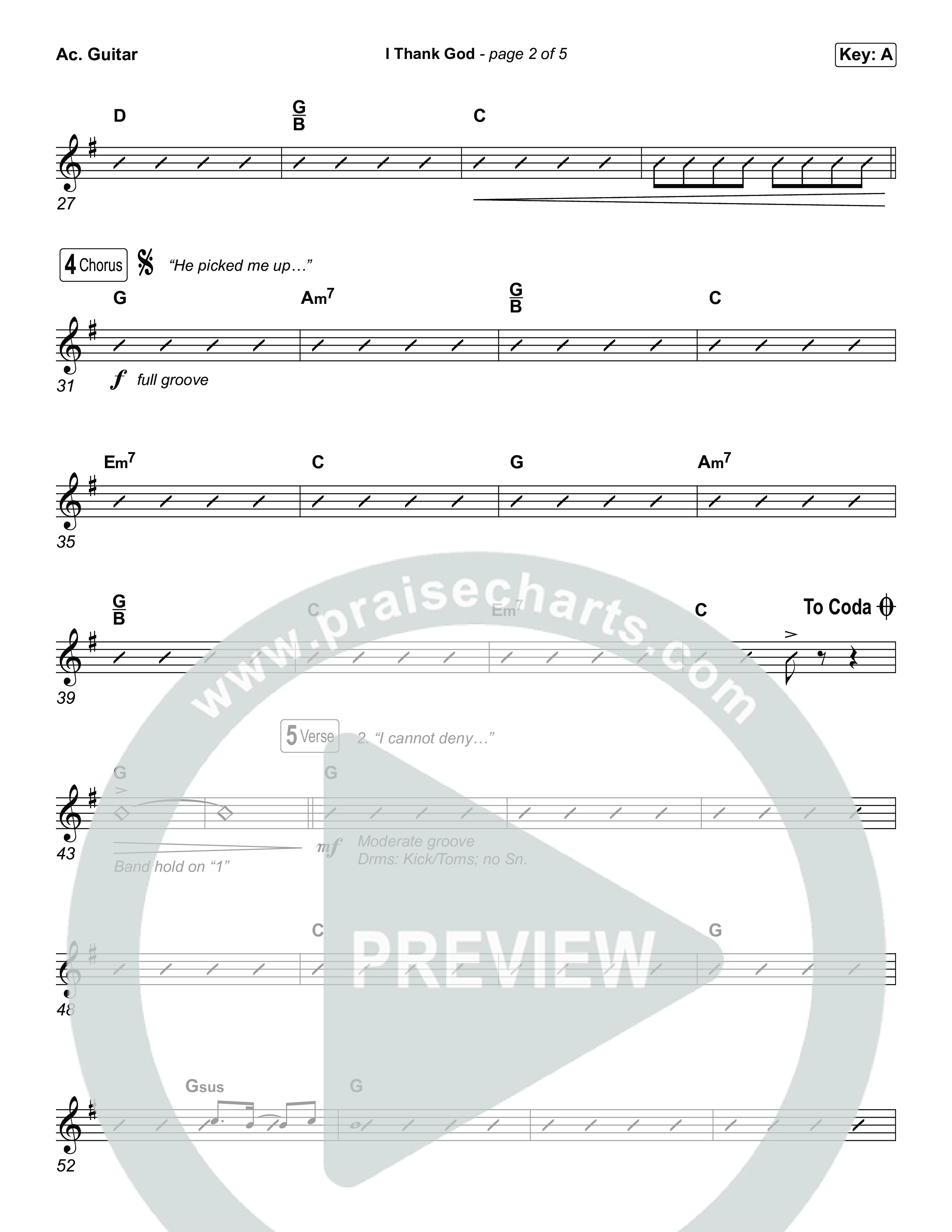 I Thank God (Choral/SATB) Acoustic Guitar (Travis Cottrell / Brooke Voland / Arr. Mason Brown)
