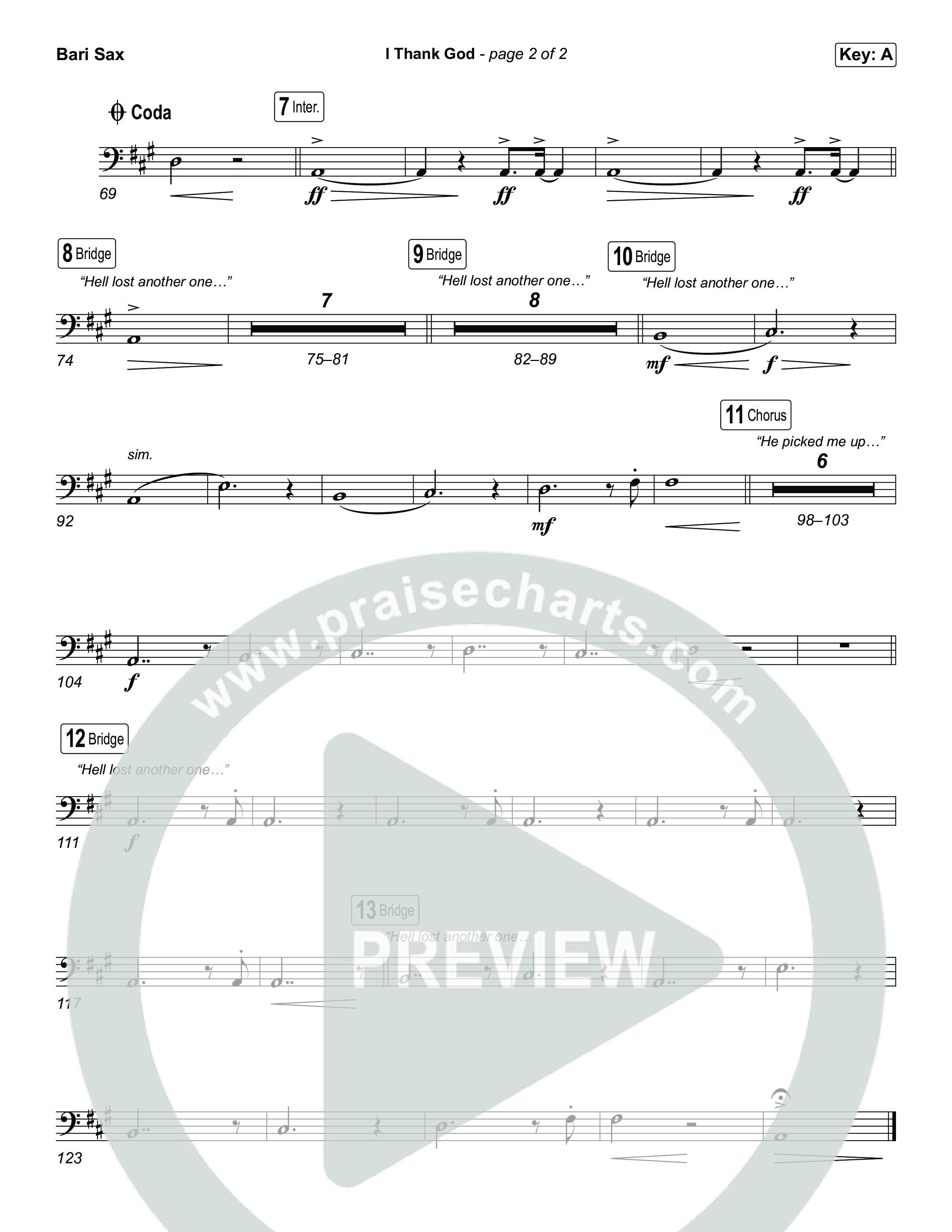 I Thank God (Choral/SATB) Bari Sax (Travis Cottrell / Brooke Voland / Arr. Mason Brown)