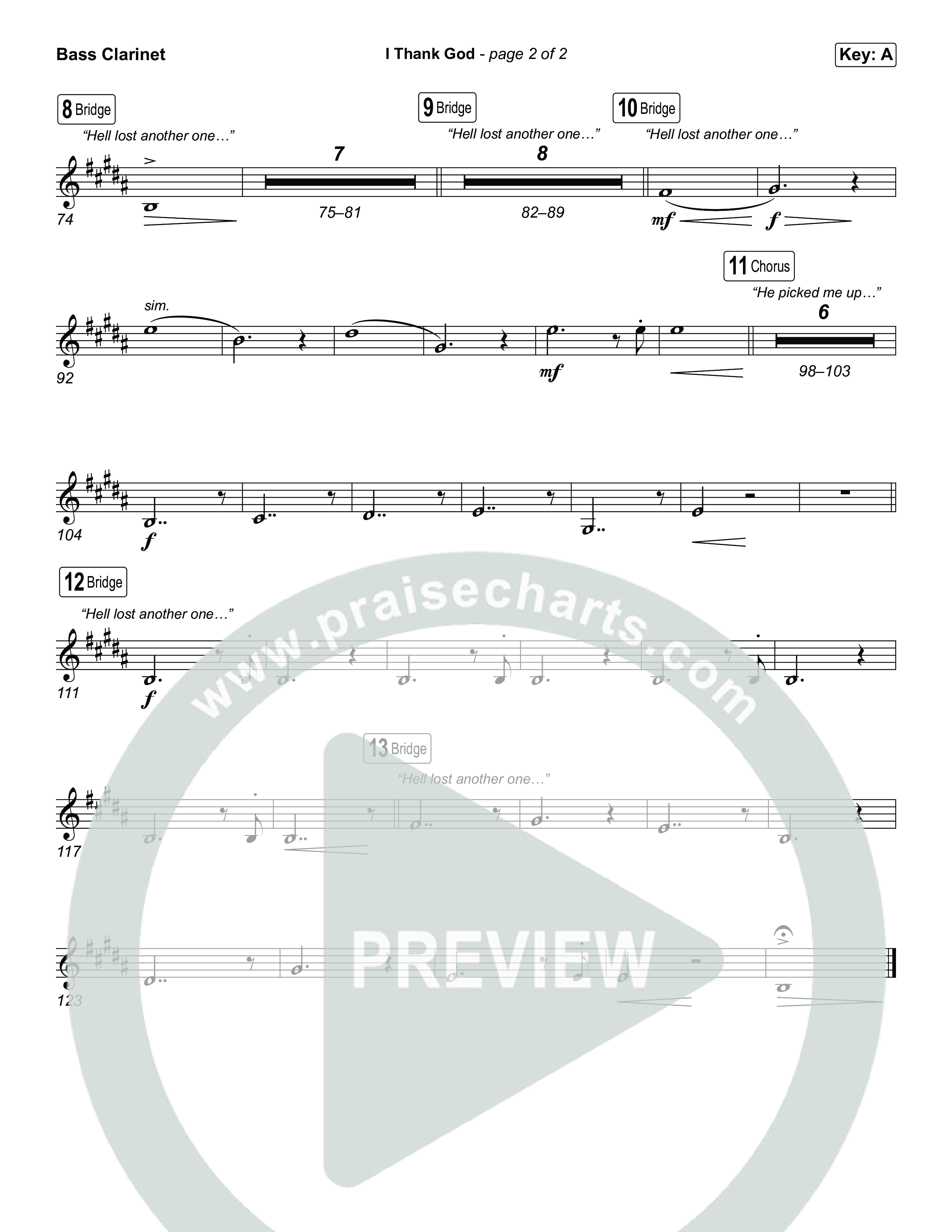 I Thank God (Choral/SATB) Bass Clarinet (Travis Cottrell / Brooke Voland / Arr. Mason Brown)
