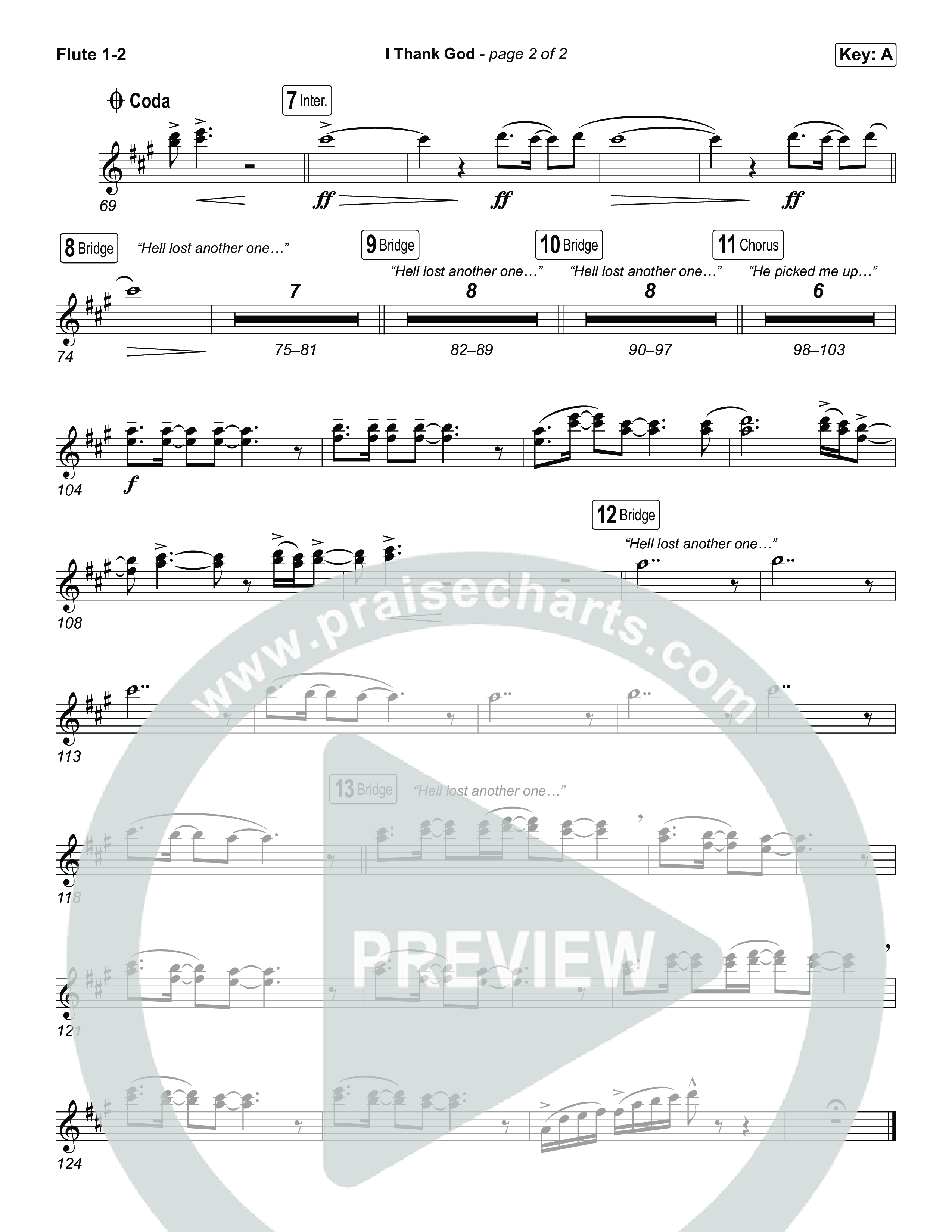 I Thank God (Choral/SATB) Flute 1,2 (Travis Cottrell / Brooke Voland / Arr. Mason Brown)
