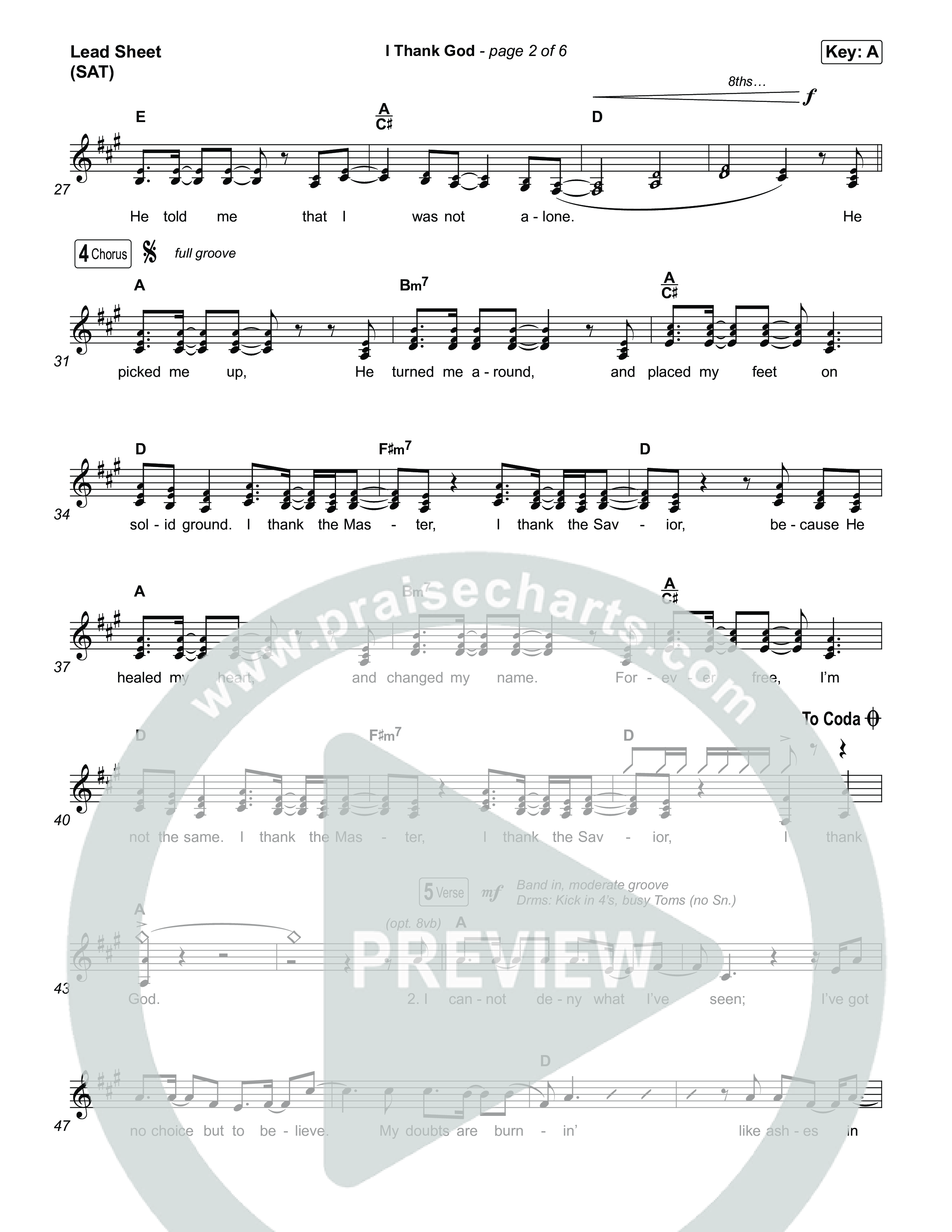 I Thank God (Choral/SATB) Lead Sheet (SAT) (Travis Cottrell / Brooke Voland / Arr. Mason Brown)