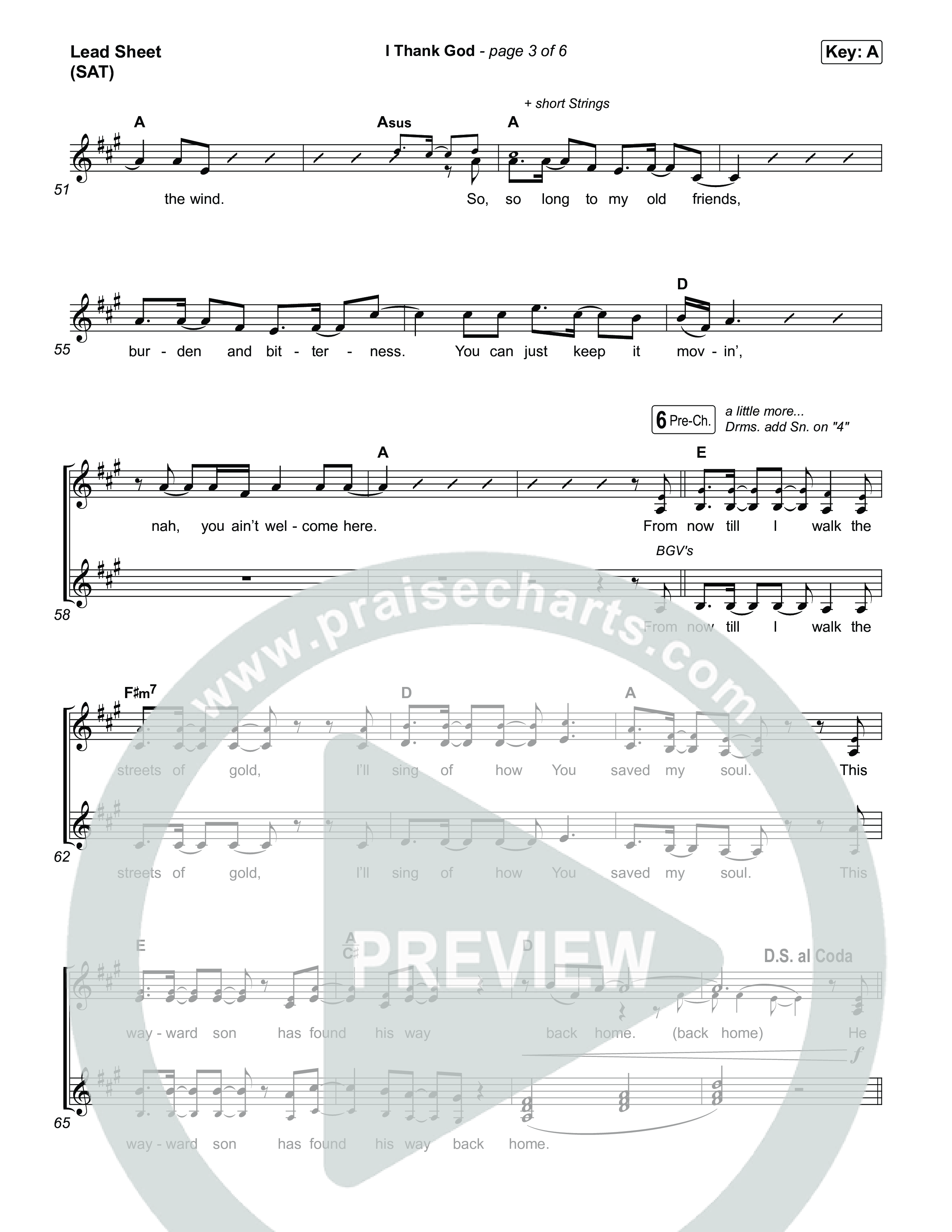 I Thank God (Choral/SATB) Lead Sheet (SAT) (Travis Cottrell / Brooke Voland / Arr. Mason Brown)