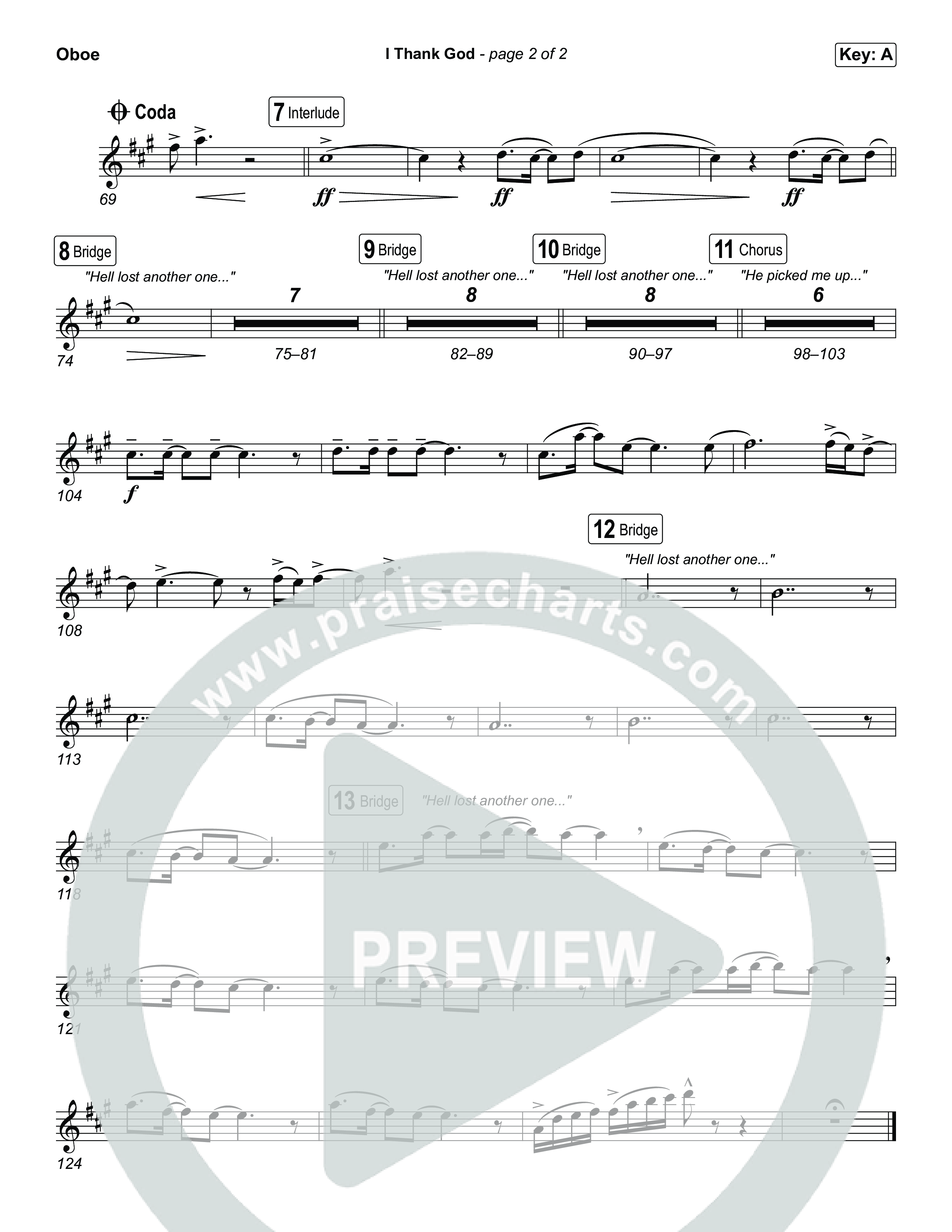 I Thank God (Choral/SATB) Oboe (Travis Cottrell / Brooke Voland / Arr. Mason Brown)