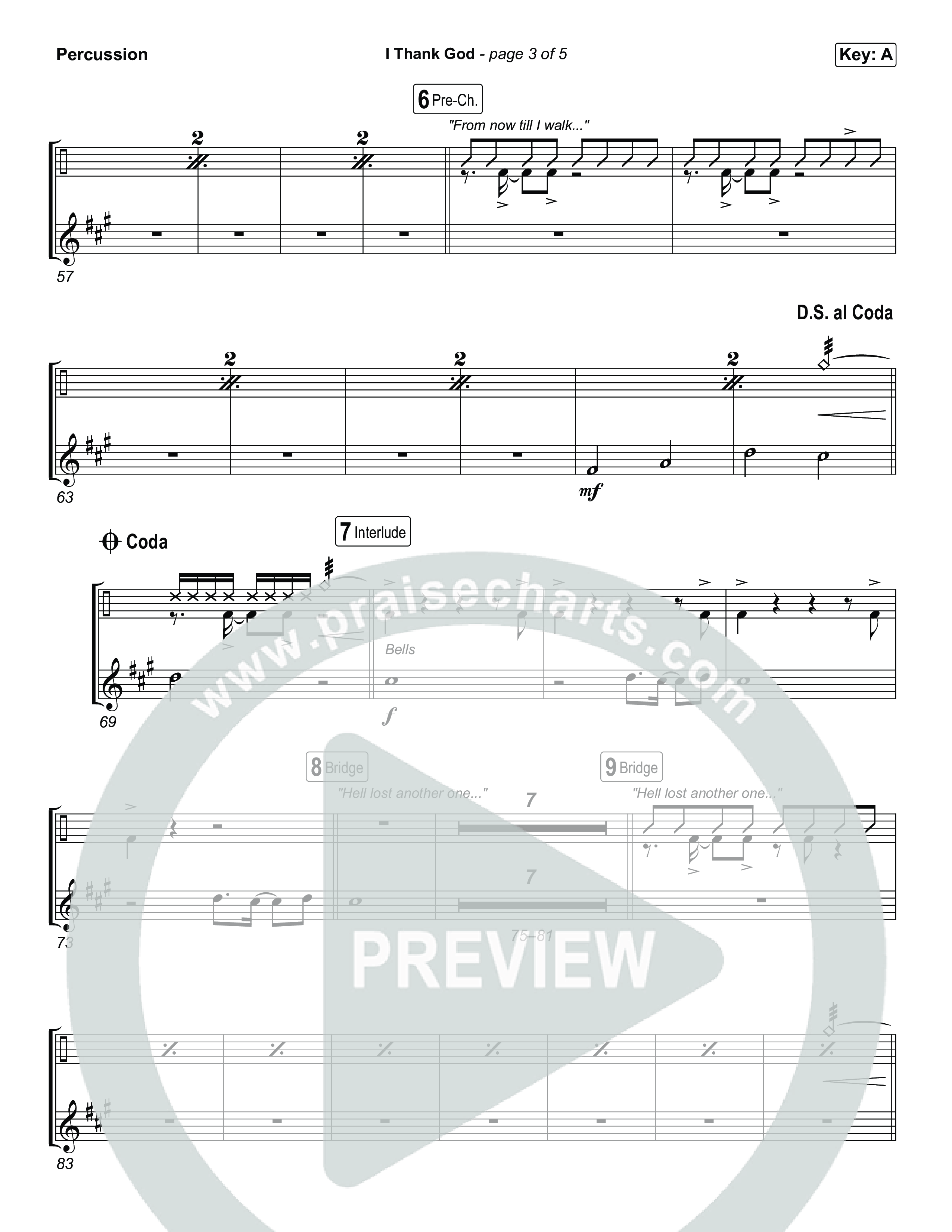 I Thank God (Choral/SATB) Percussion (Travis Cottrell / Brooke Voland / Arr. Mason Brown)