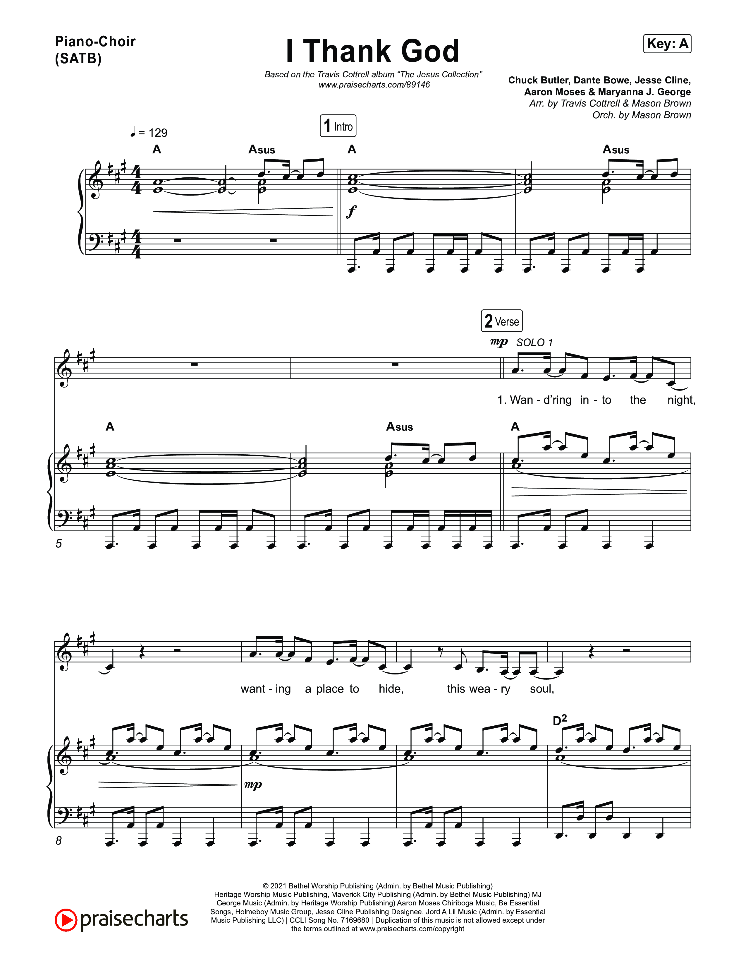 I Thank God (Choral/SATB) Piano/Vocal (SATB) (Travis Cottrell / Brooke Voland / Arr. Mason Brown)